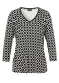 3/4-Arm Print Shirt mit Black & White Grafikmuster / 