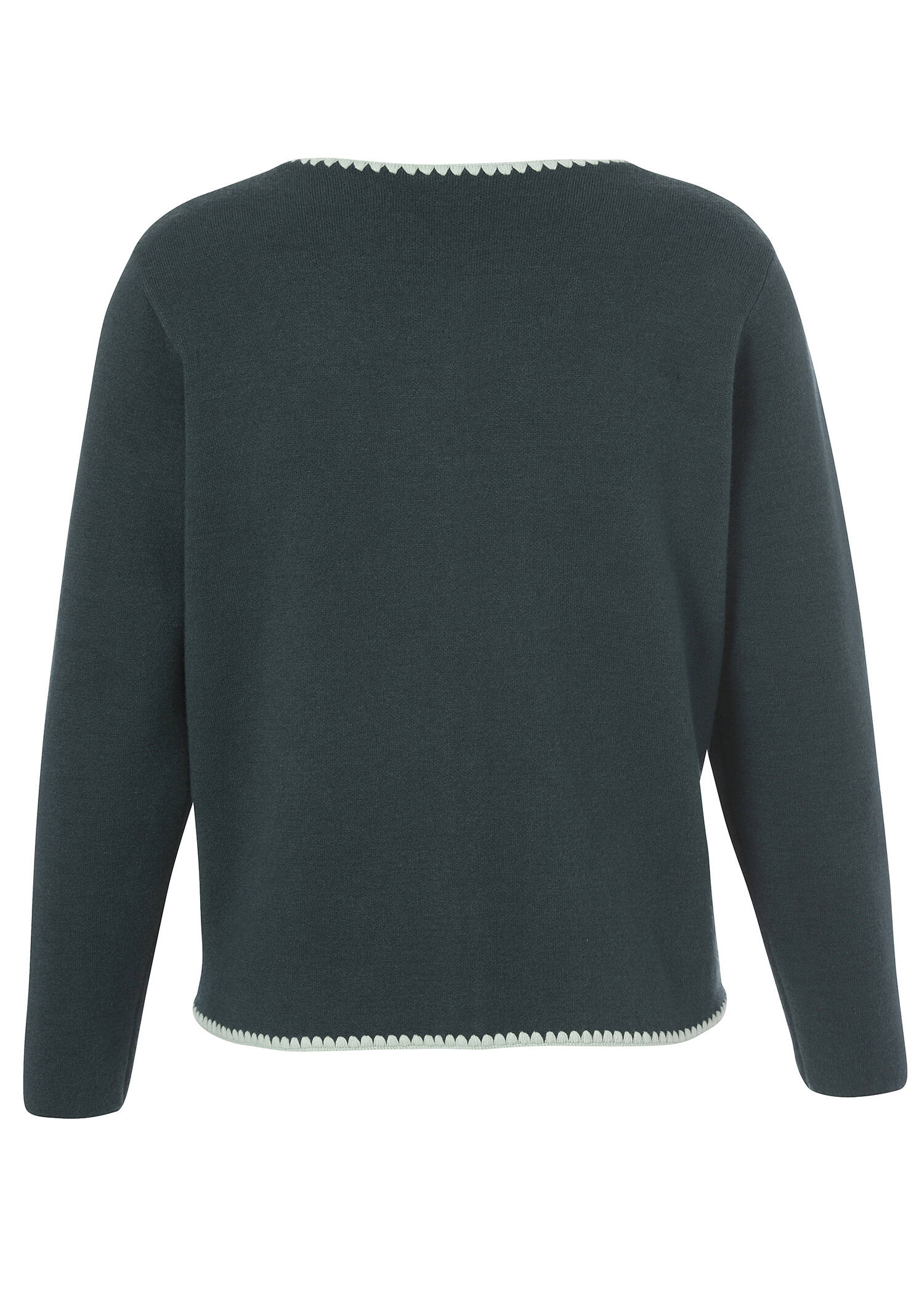 Klassisch kastige Strickjacke mit Kontraststreifen /