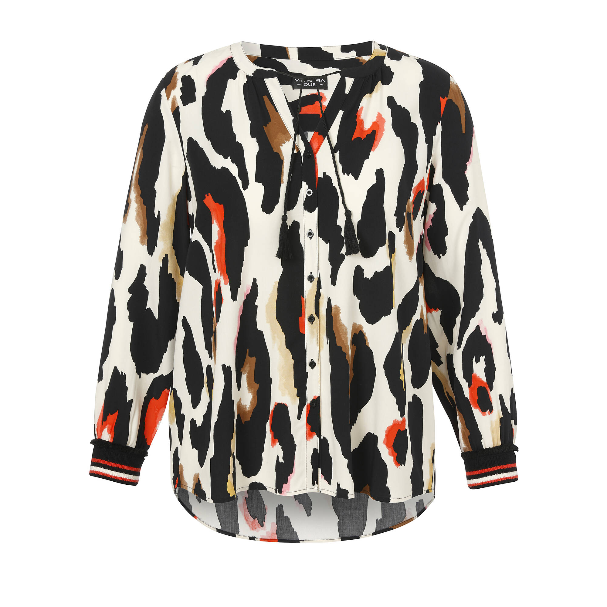 Trendige Viskosebluse mit abstraktem Leo-Print