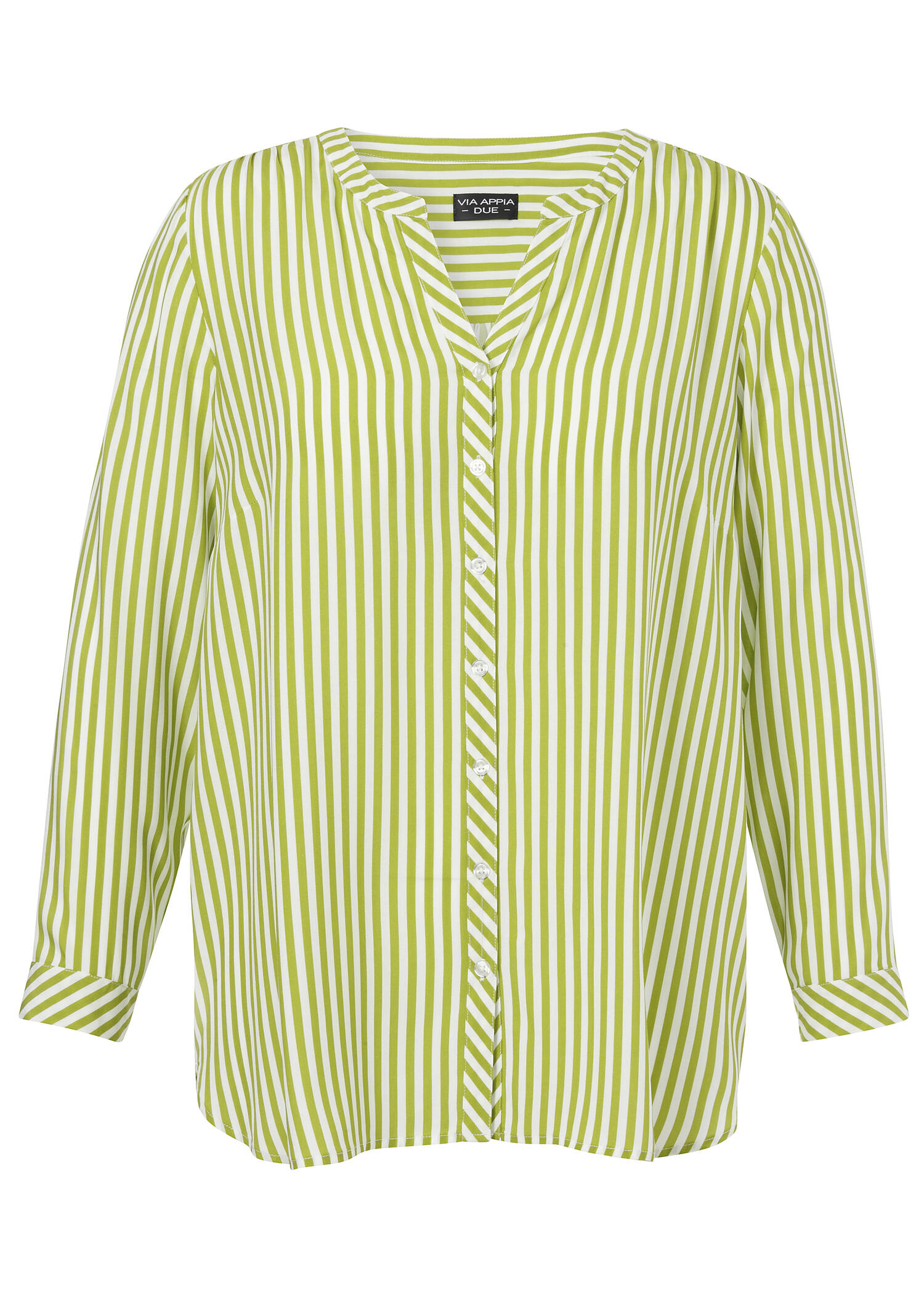 Fließende Viskose Bluse mit streckenden Längsstreifen /