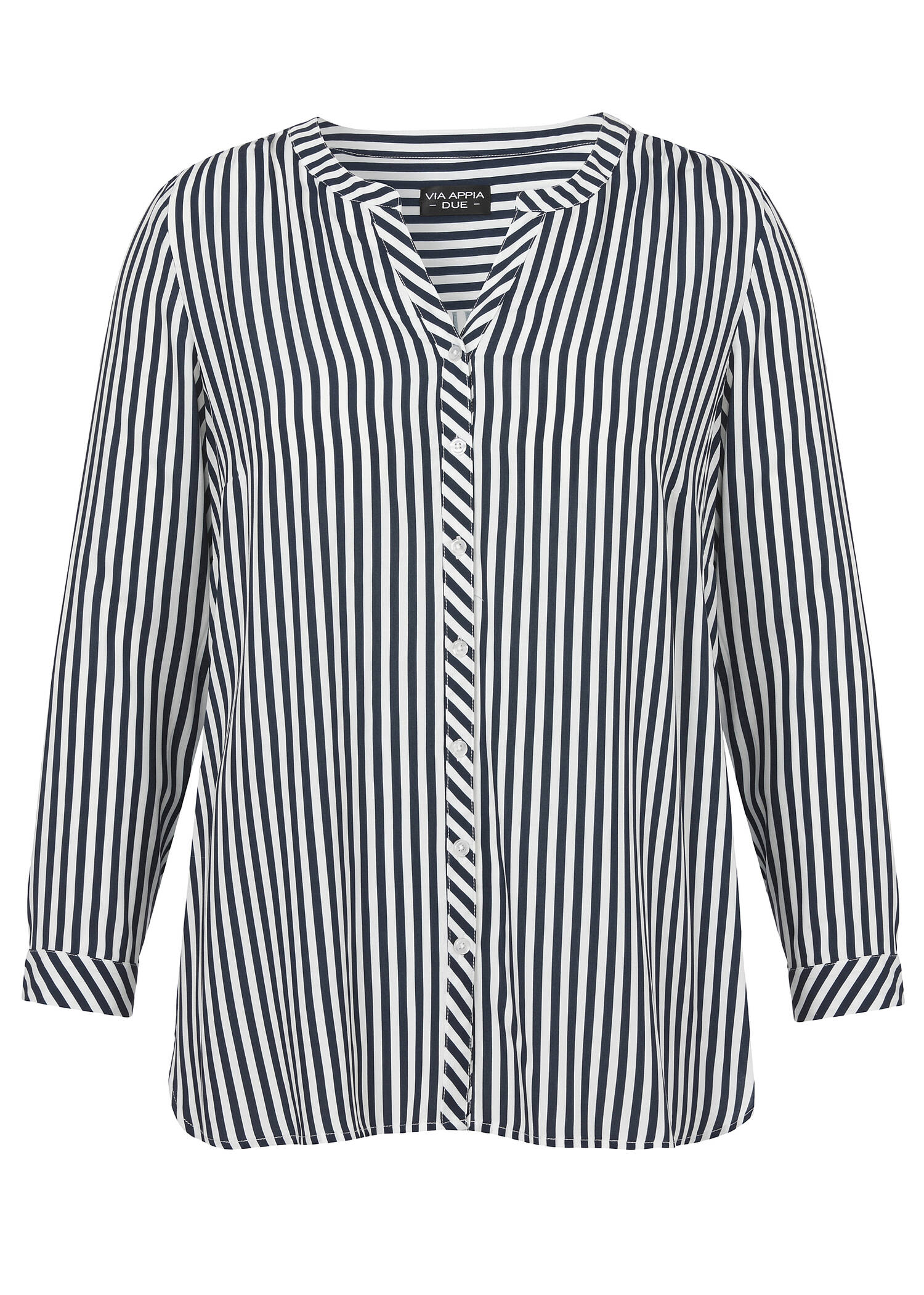 Fließende Viskose Bluse mit streckenden Längsstreifen / 