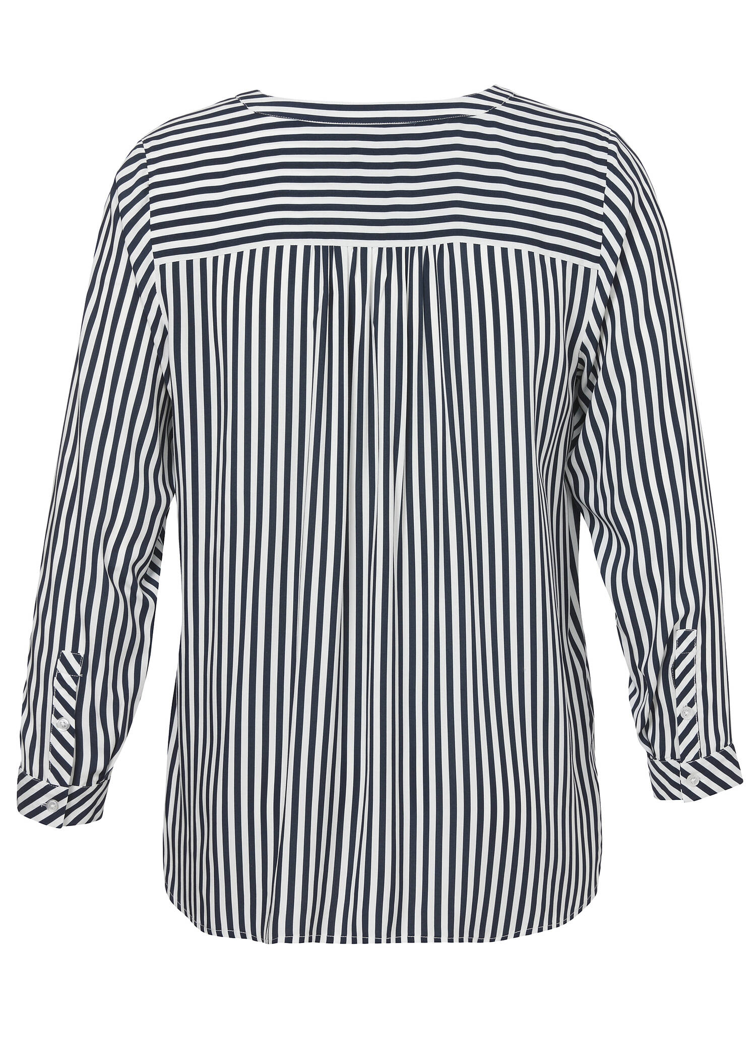 Fließende Viskose Bluse mit streckenden Längsstreifen / 