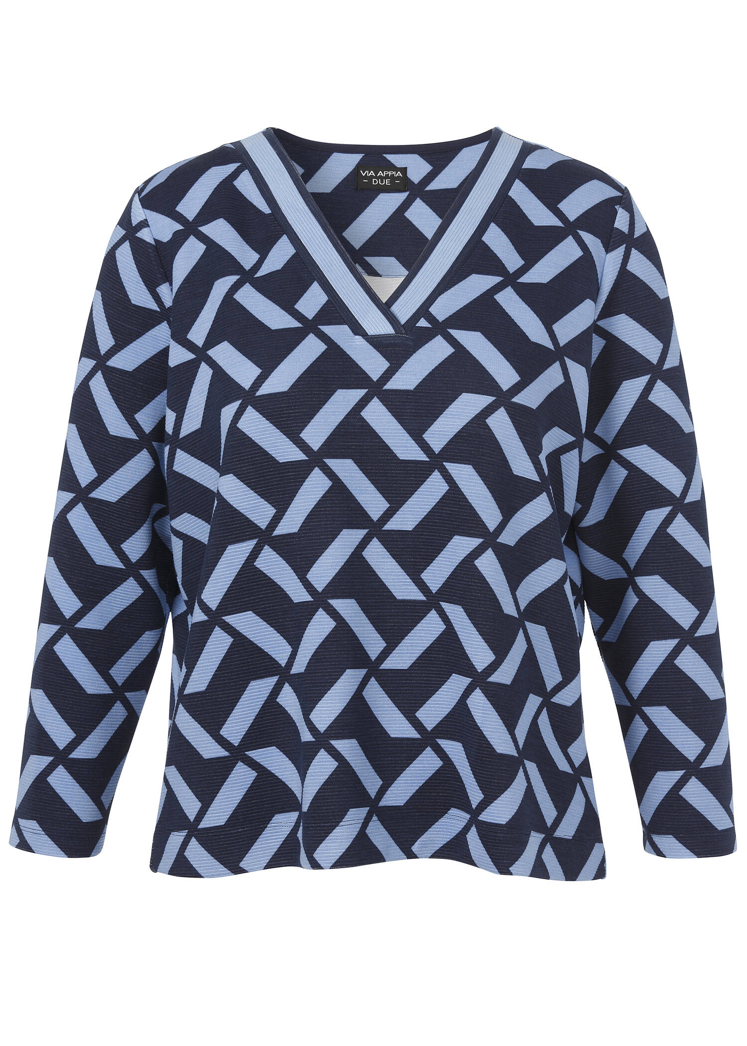 Gemustertes Sweatshirt mit V-Ausschnitt /