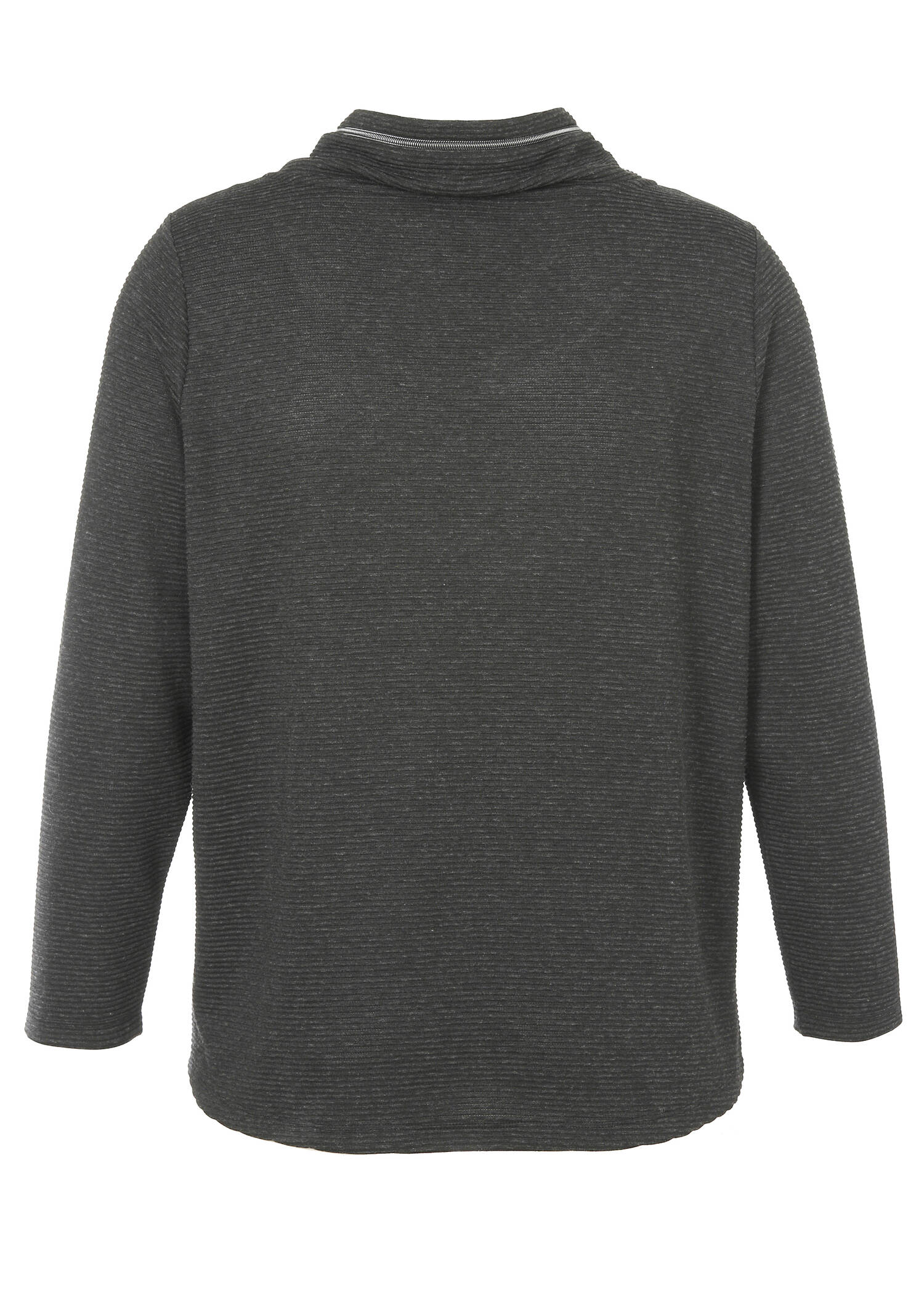 Fein geripptes Sweatshirt mit Zier-Zipper /