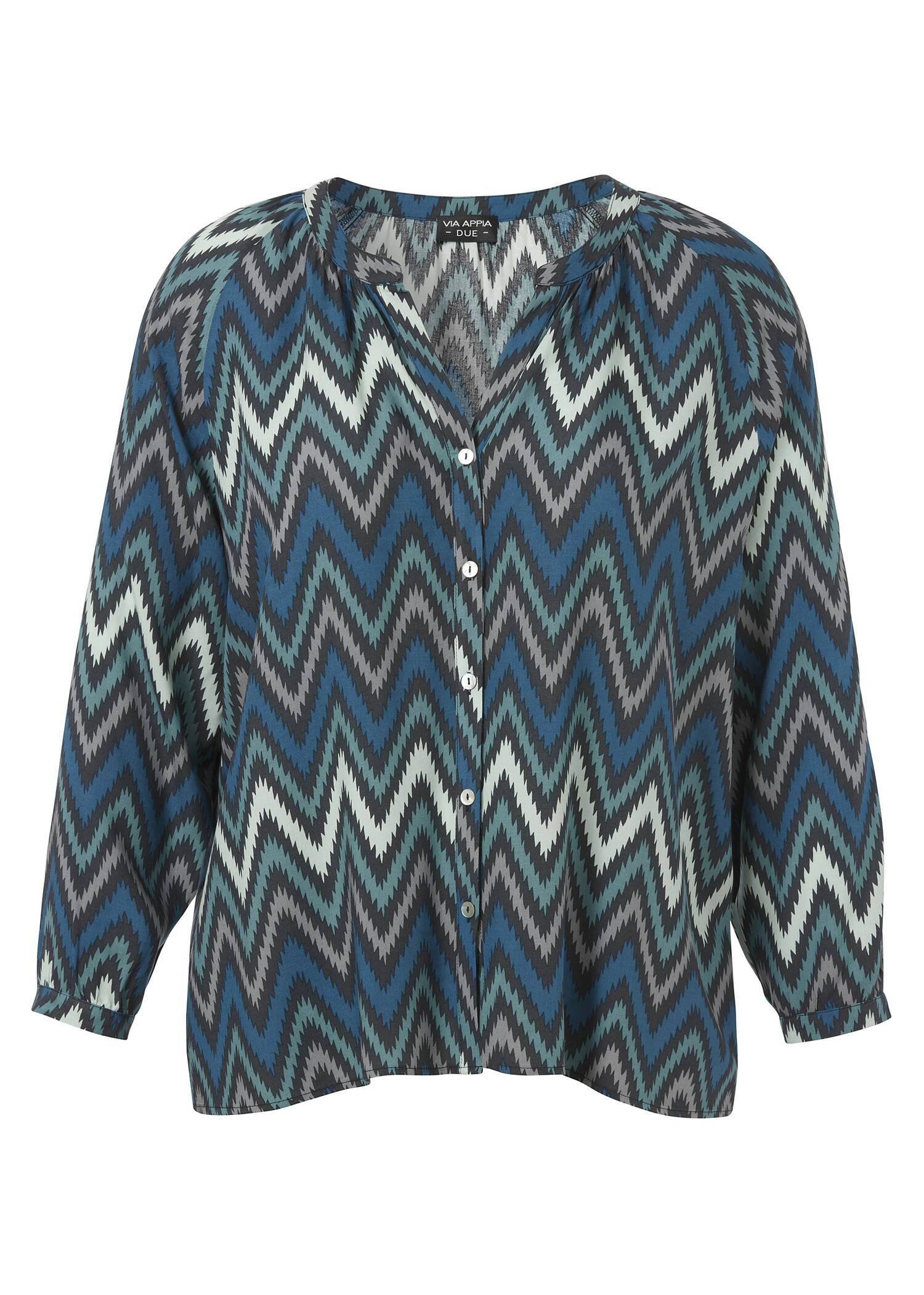 Viskose-Print-Bluse durchgeknöpft /