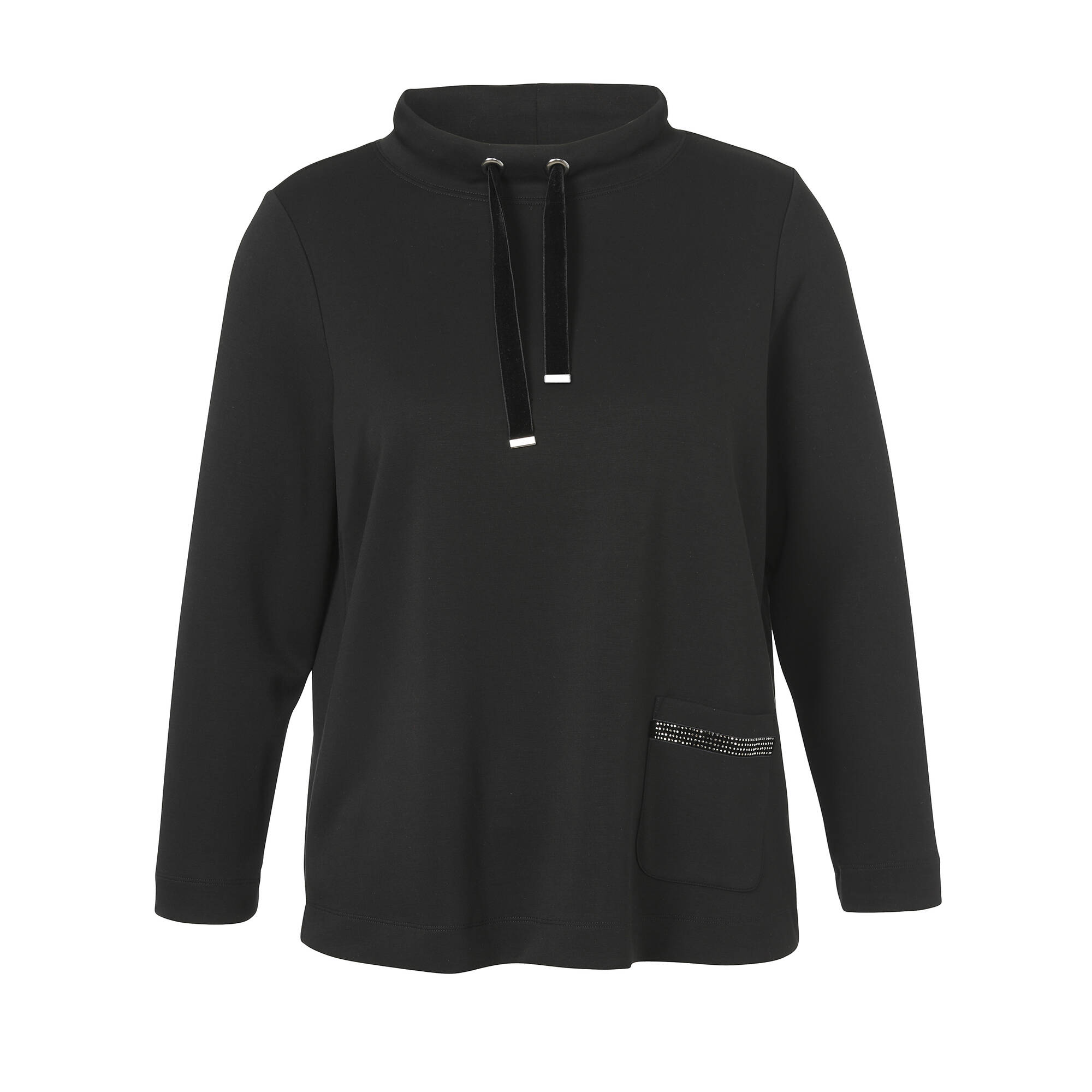 Stehkragen Sweatshirt in Schwarz