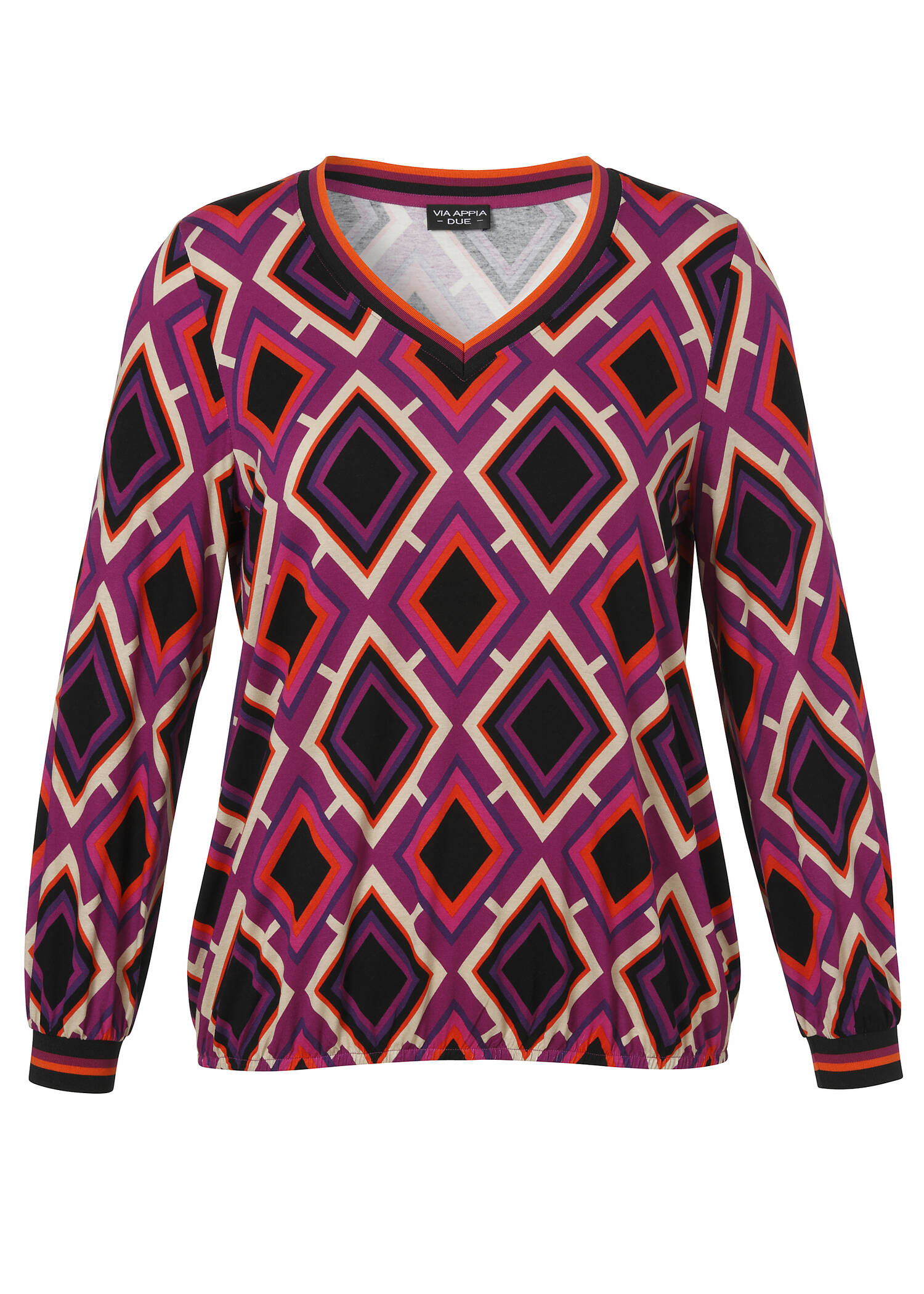 Modisches Print-Shirt mit Gummizugsaum /