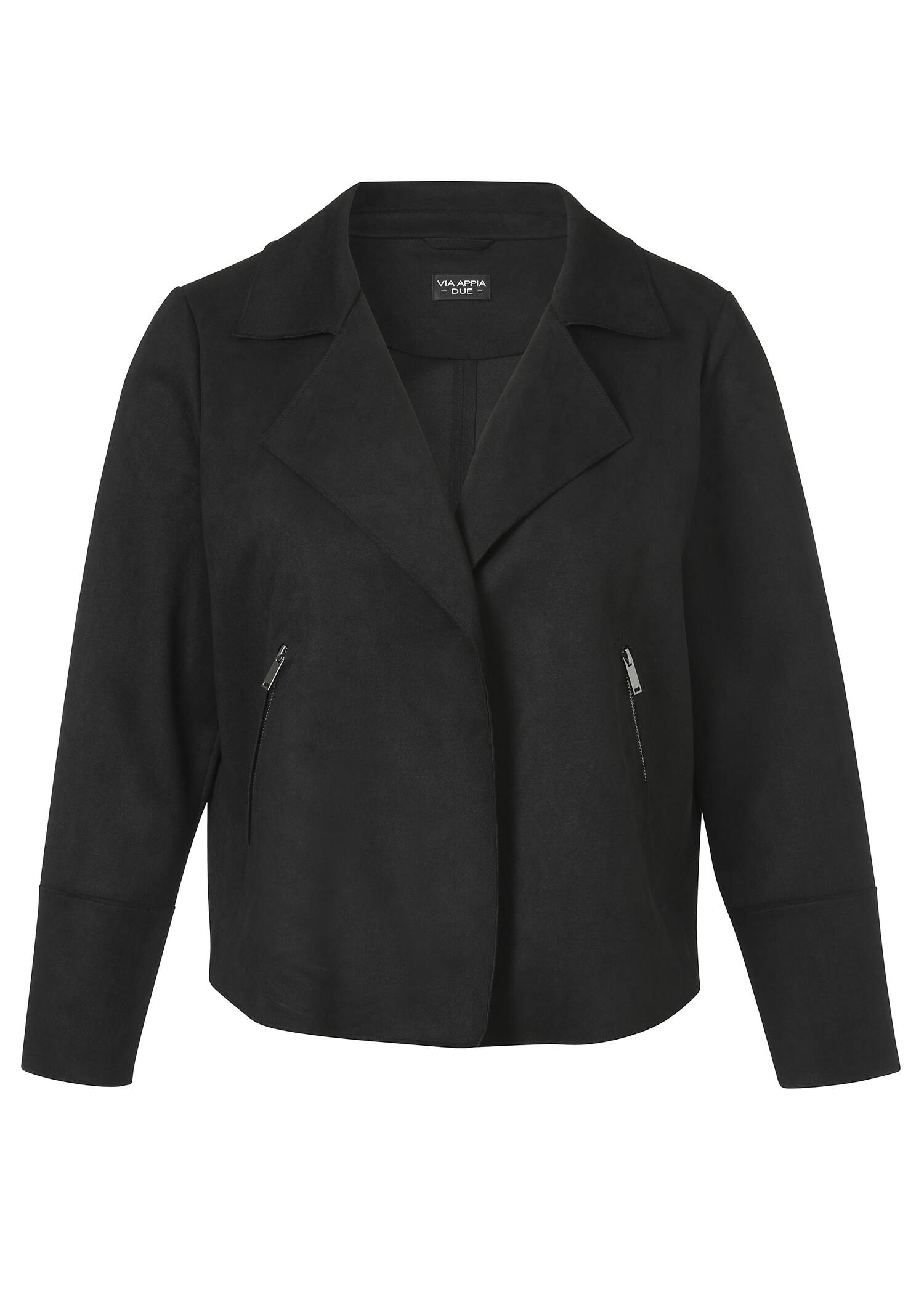 Kurze Reversjacke aus veganem Velours-Leder /