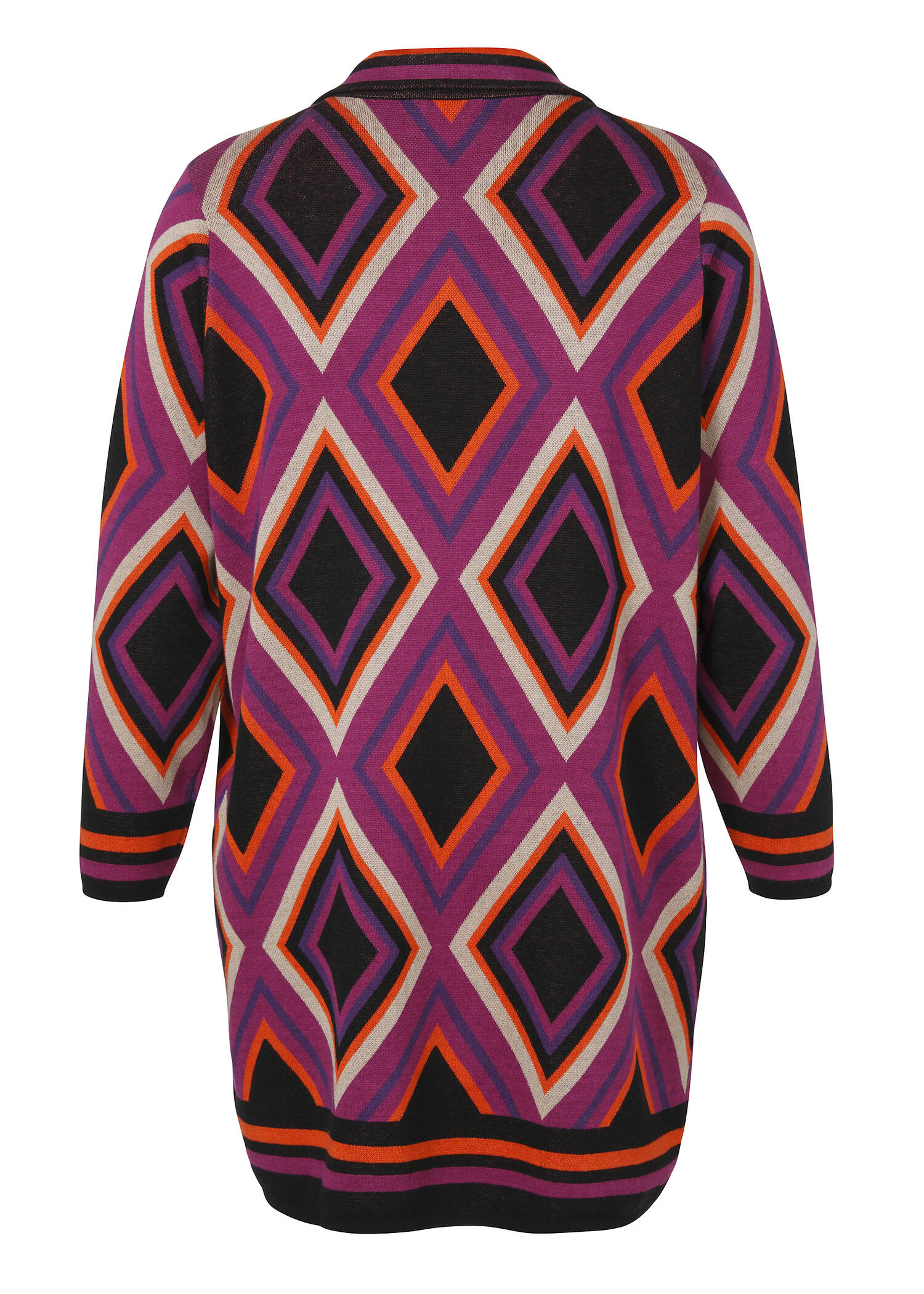 Offener Long-Cardigan mit Jaquard Trendmuster /