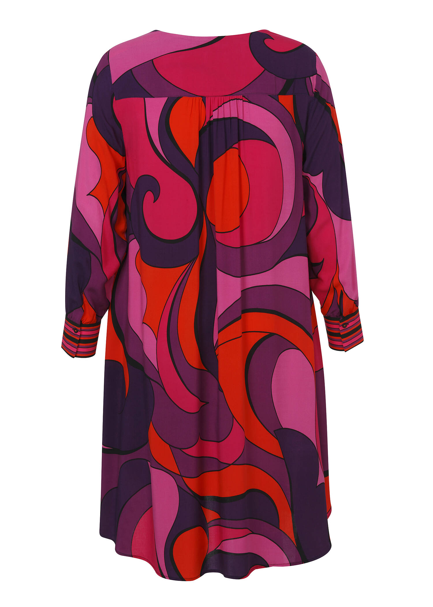 Leicht ausgestelltes Viskose-Kleid mit Nahttaschen /