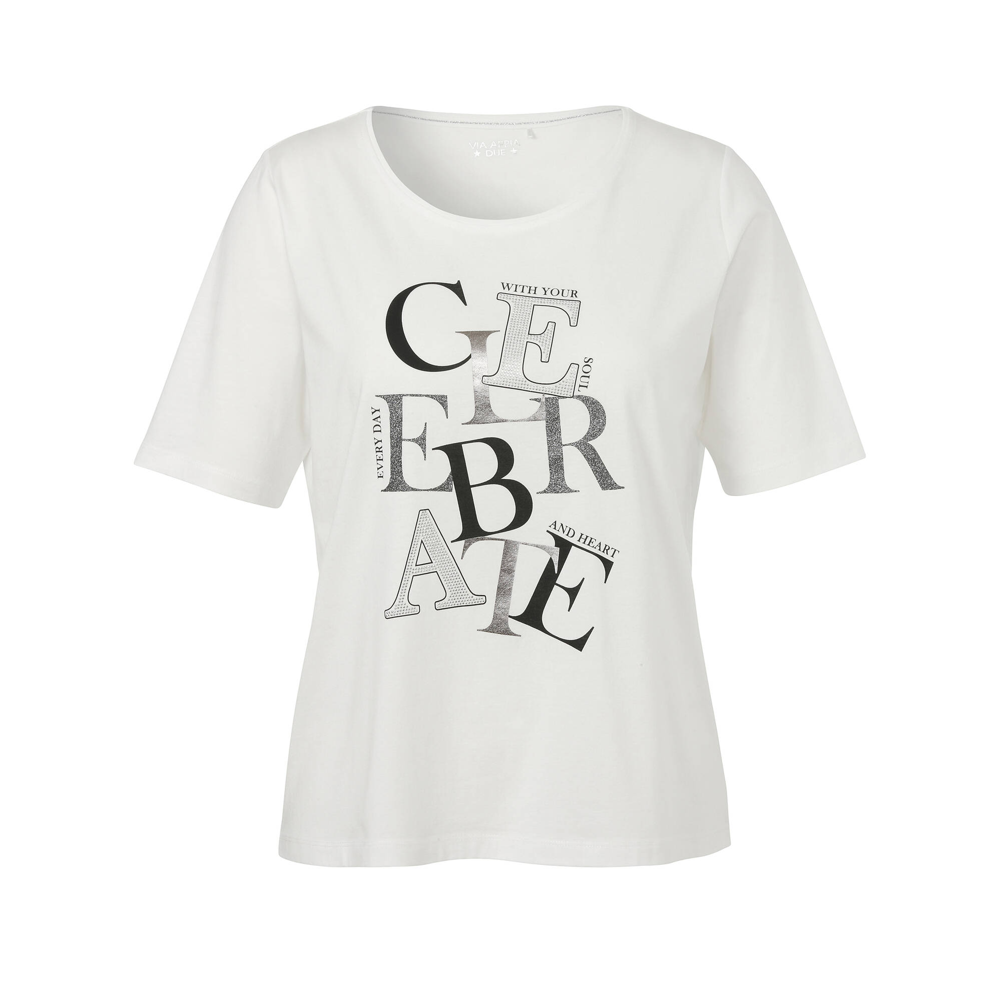 Softes T-Shirt mit verziertem Celebrate-Motiv