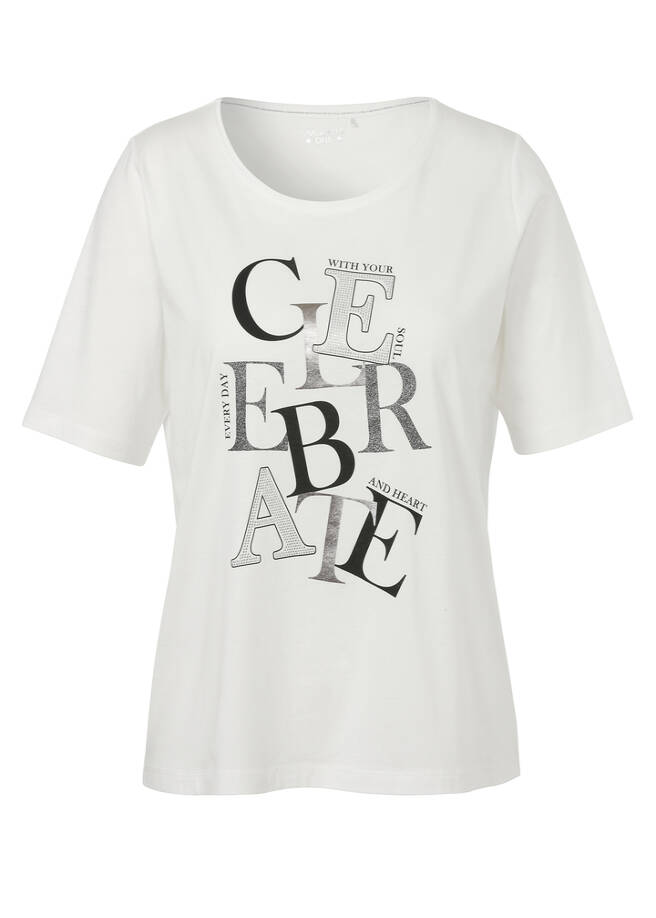 Softes T-Shirt mit verziertem Celebrate-Motiv / 