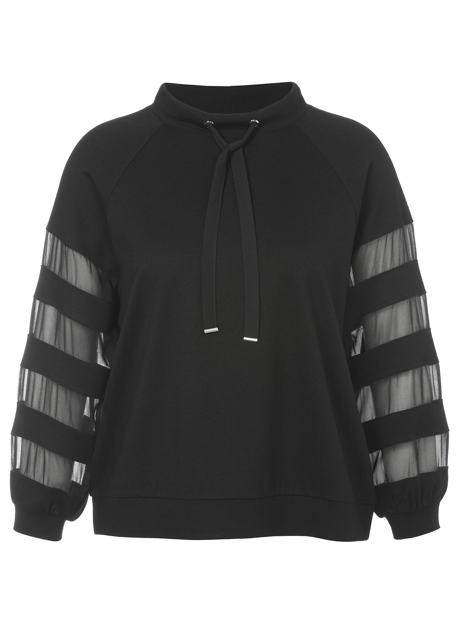 Raffiniertes Sweatshirt mit unterbrochenen Chiffon-Ärmeln /