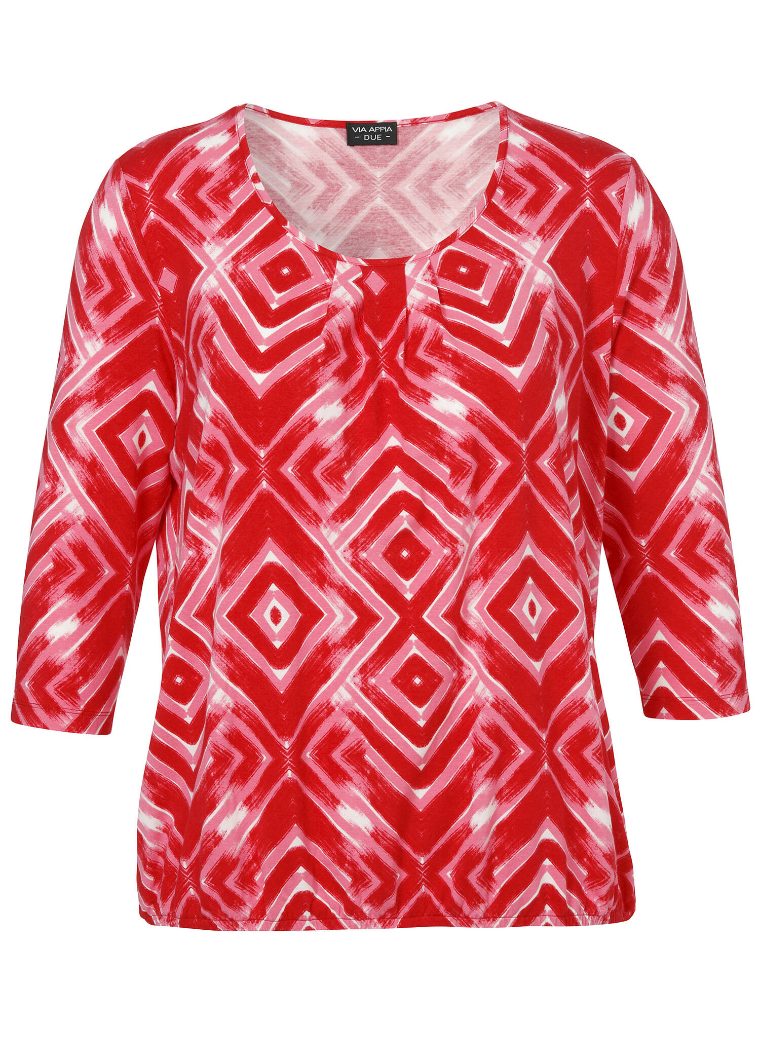 3/4-Arm Print-Shirt mit Gummizugsaum / 