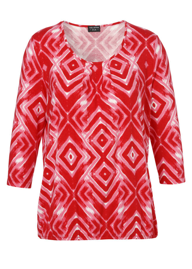 3/4-Arm Print-Shirt mit Gummizugsaum / 