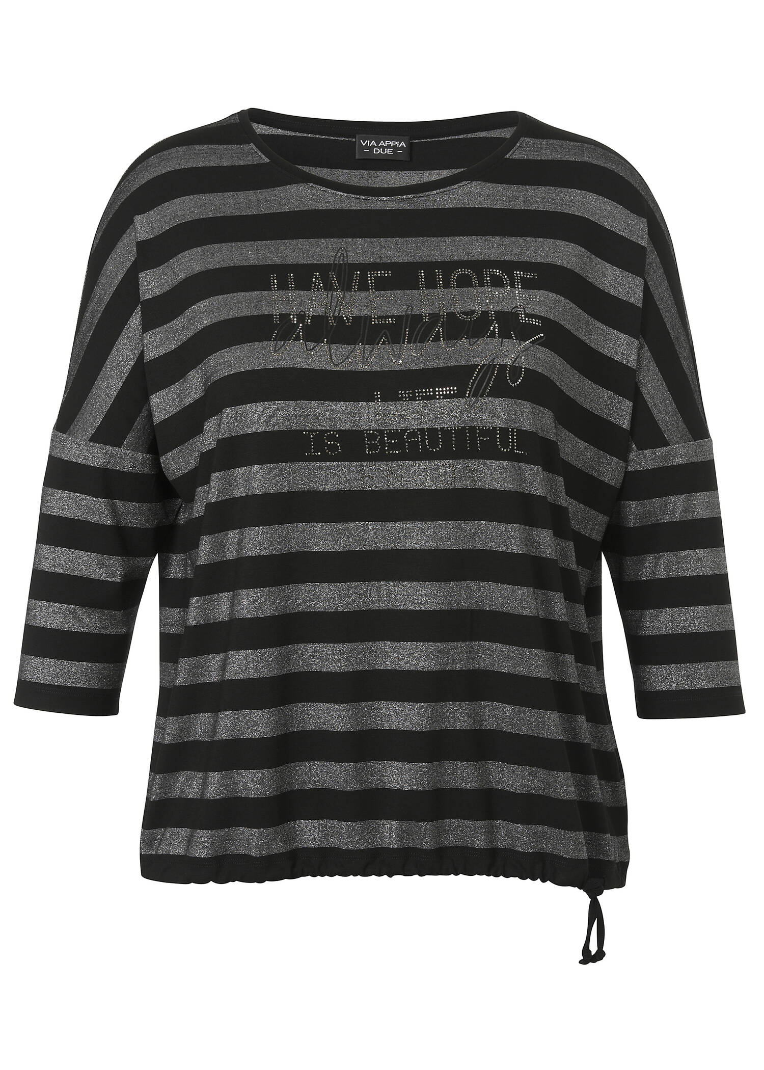 3/4-Arm Ringel-Shirt mit überschnittenen Schultern /