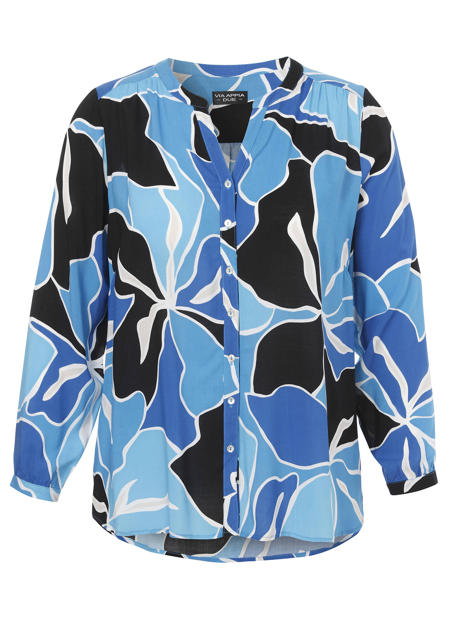 Fließende Viskose-Bluse mit floralem Allover-Print /