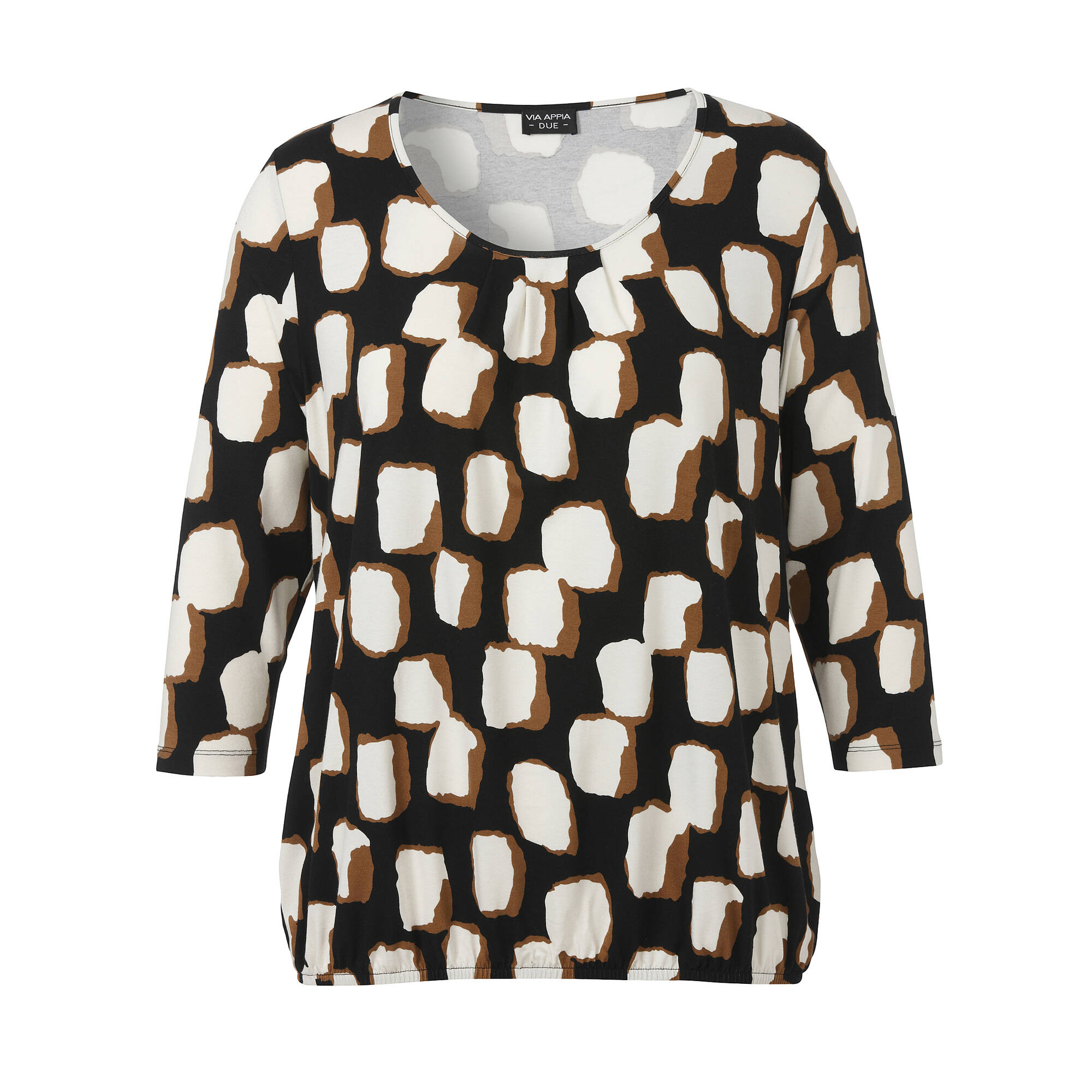 3/4 Arm Print Shirt mit Gummizug-Saum