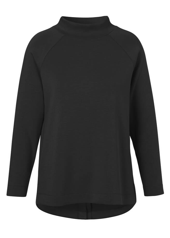 Softes Stehkragen-Sweatshirt mit Knöpfen im Rücken / 