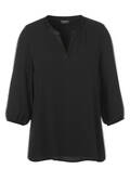 Feine 3/4-Arm Kombi-Bluse Uni Schwarz / 