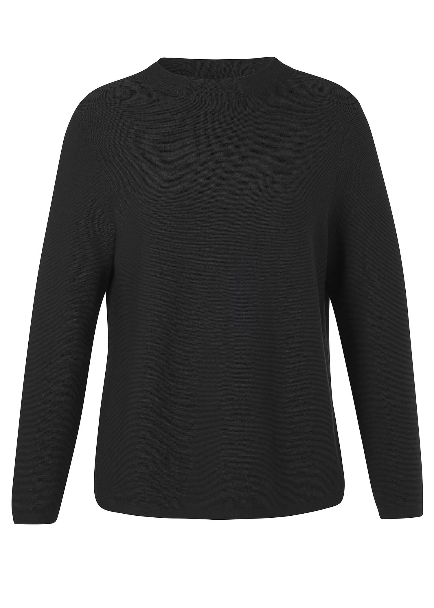 Softer Baumwoll-Pullover mit Stehkragen linksgestrickt /