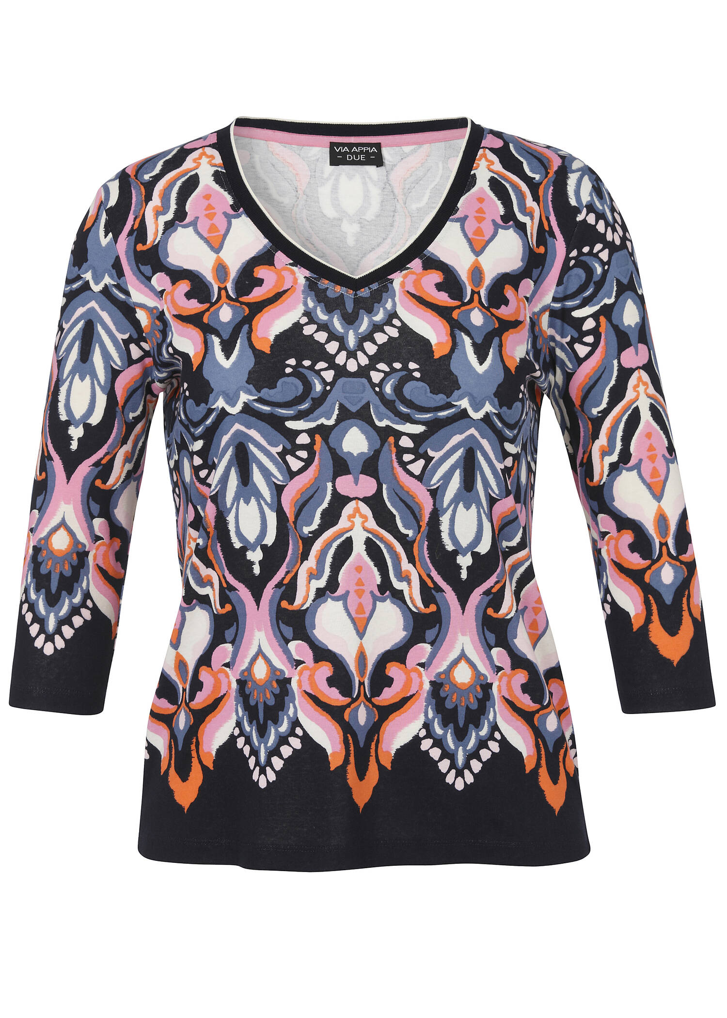 Baumwoll-Shirt Marine mit Allover Print /