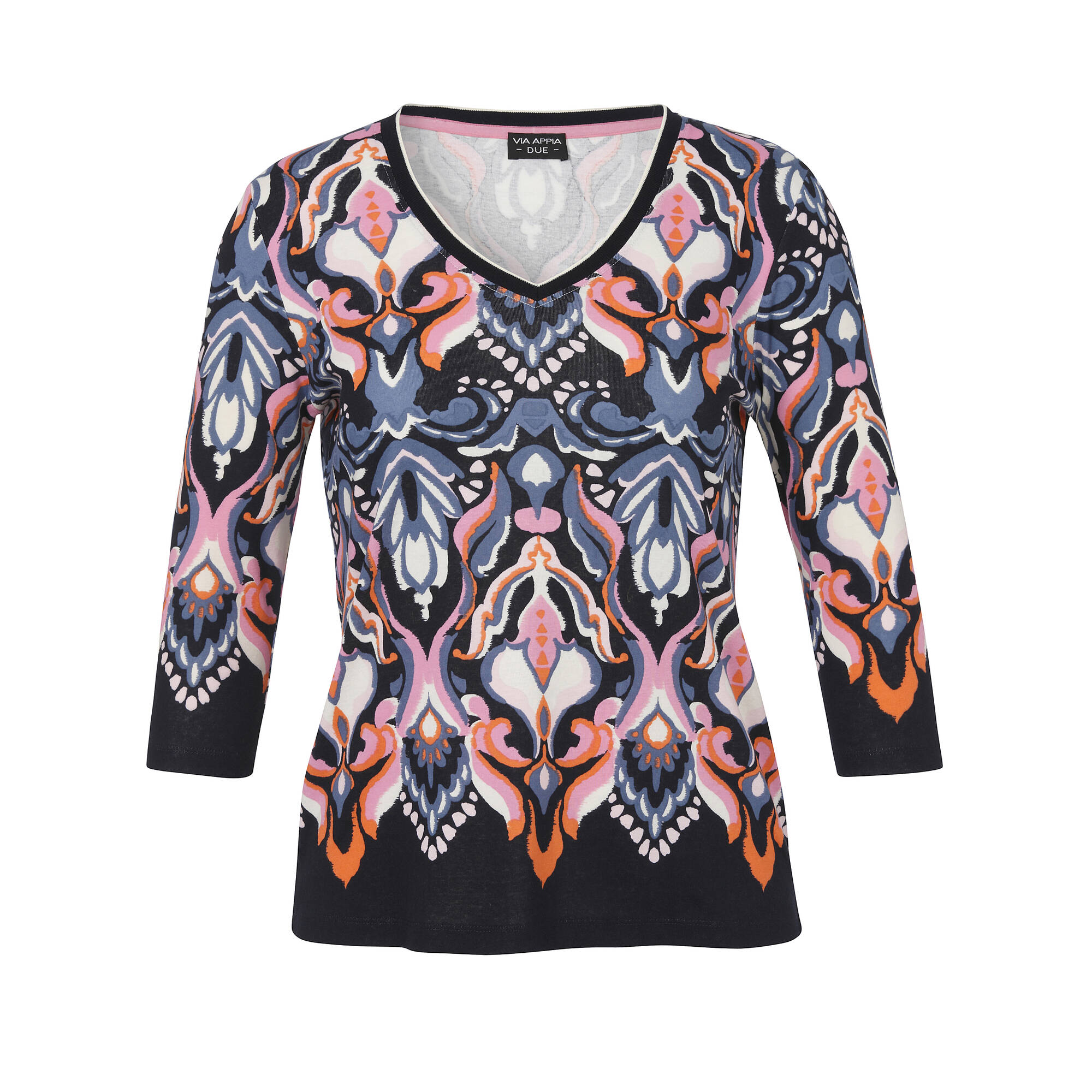 Baumwoll-Shirt Marine mit Allover Print