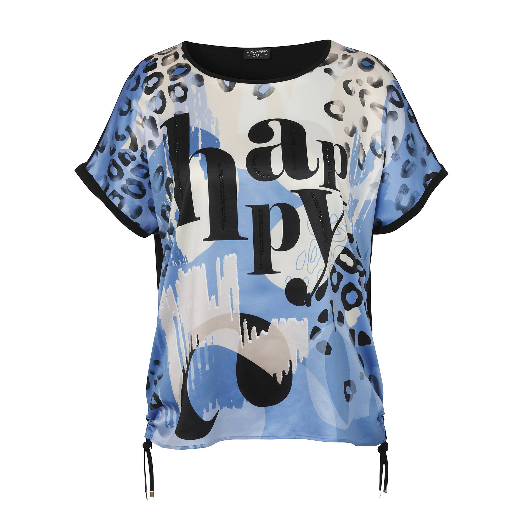 Print Blusenshirt mit schwarzem Rückteil