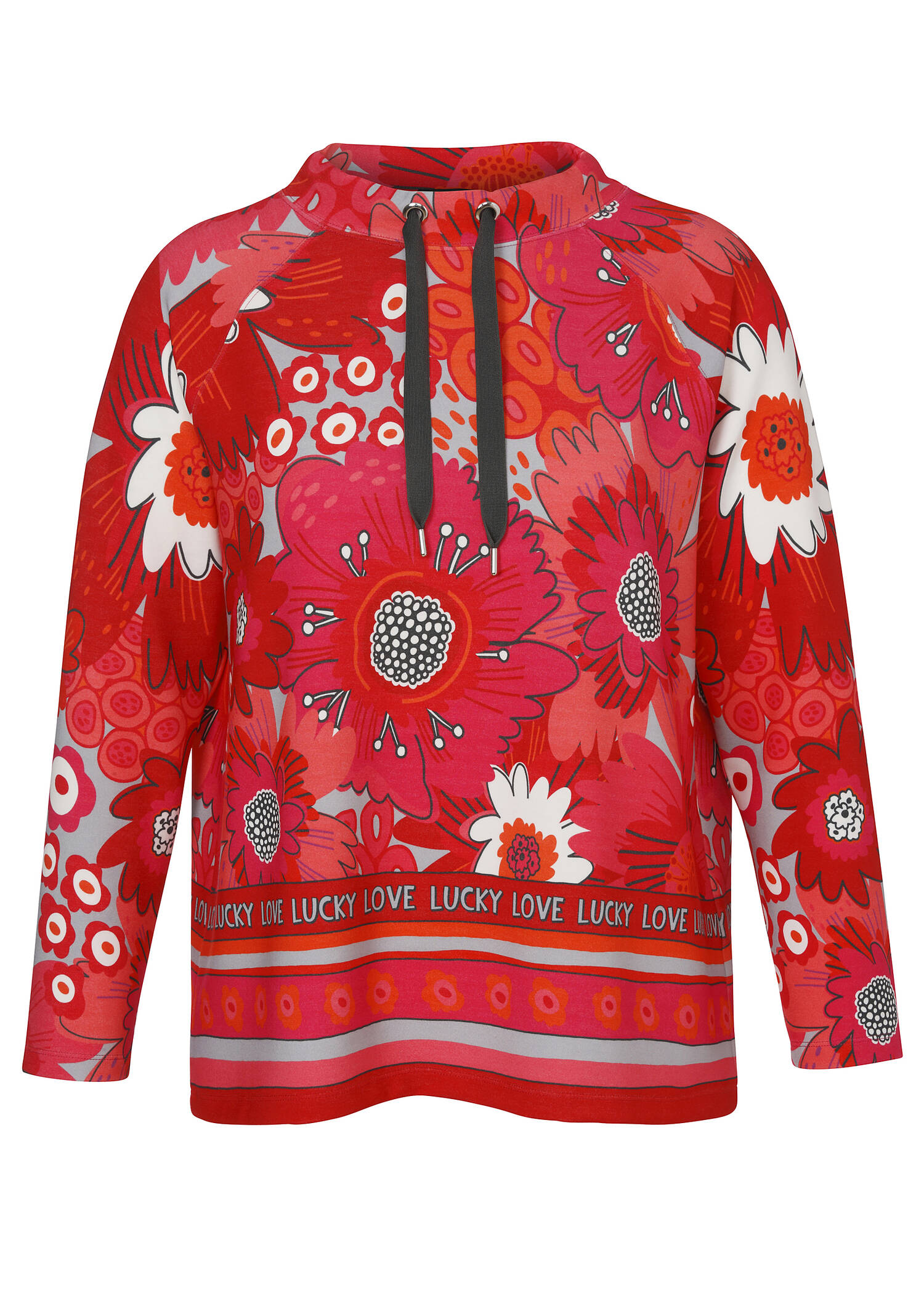 Stehkragen Sweatshirt mit Allover-Mustermix /