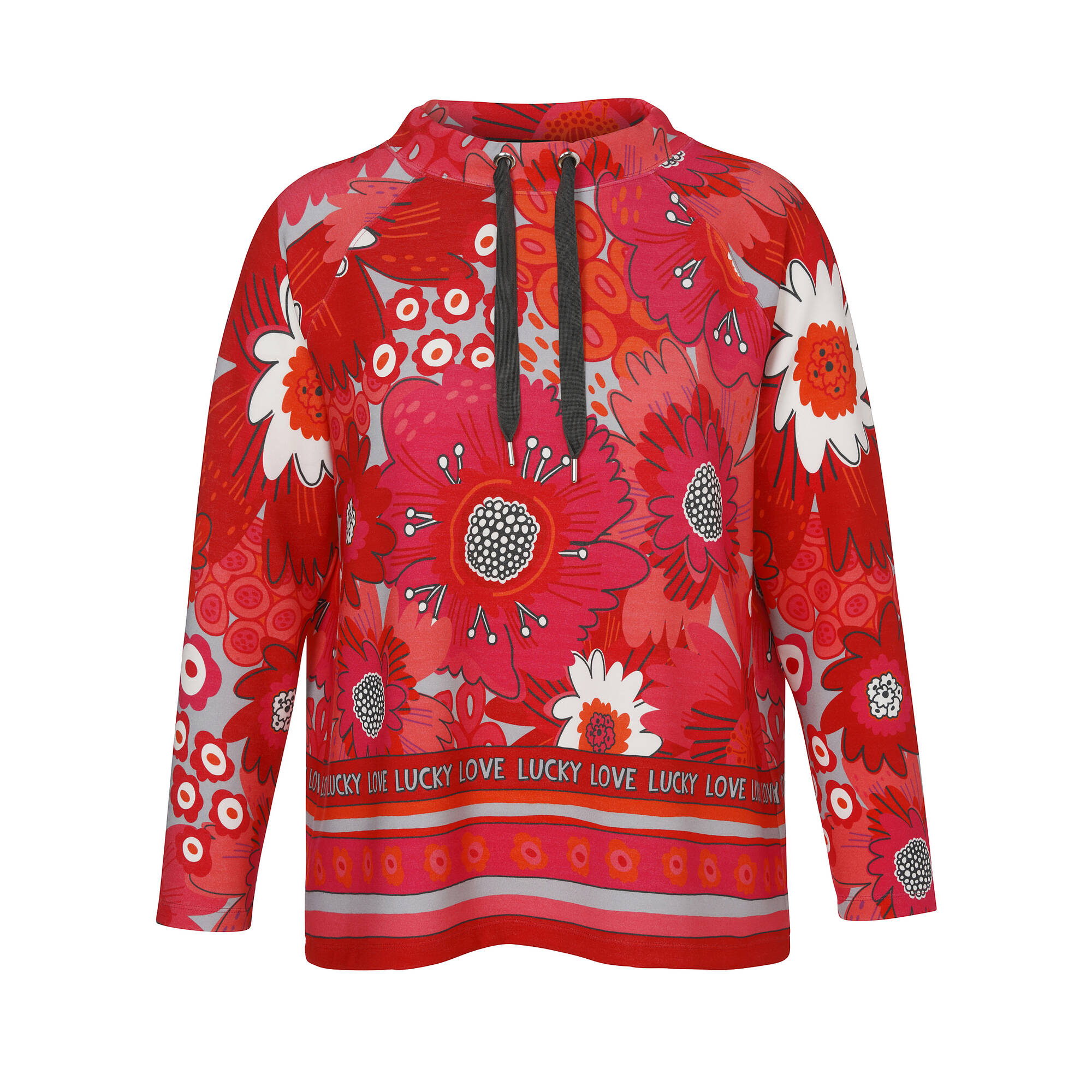 Stehkragen Sweatshirt mit Allover-Mustermix