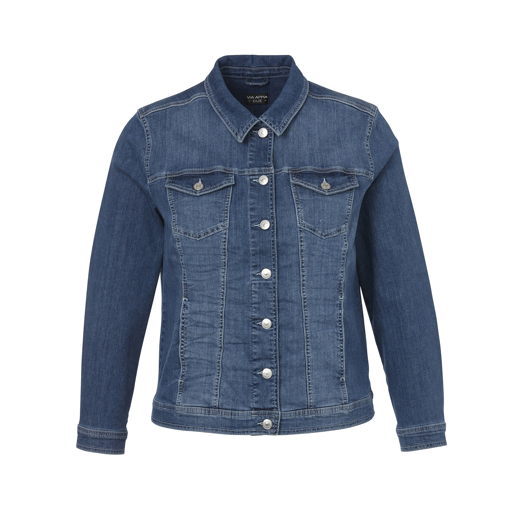 Leicht verwaschene Jeansjacke mit modischem Crash-Effekt