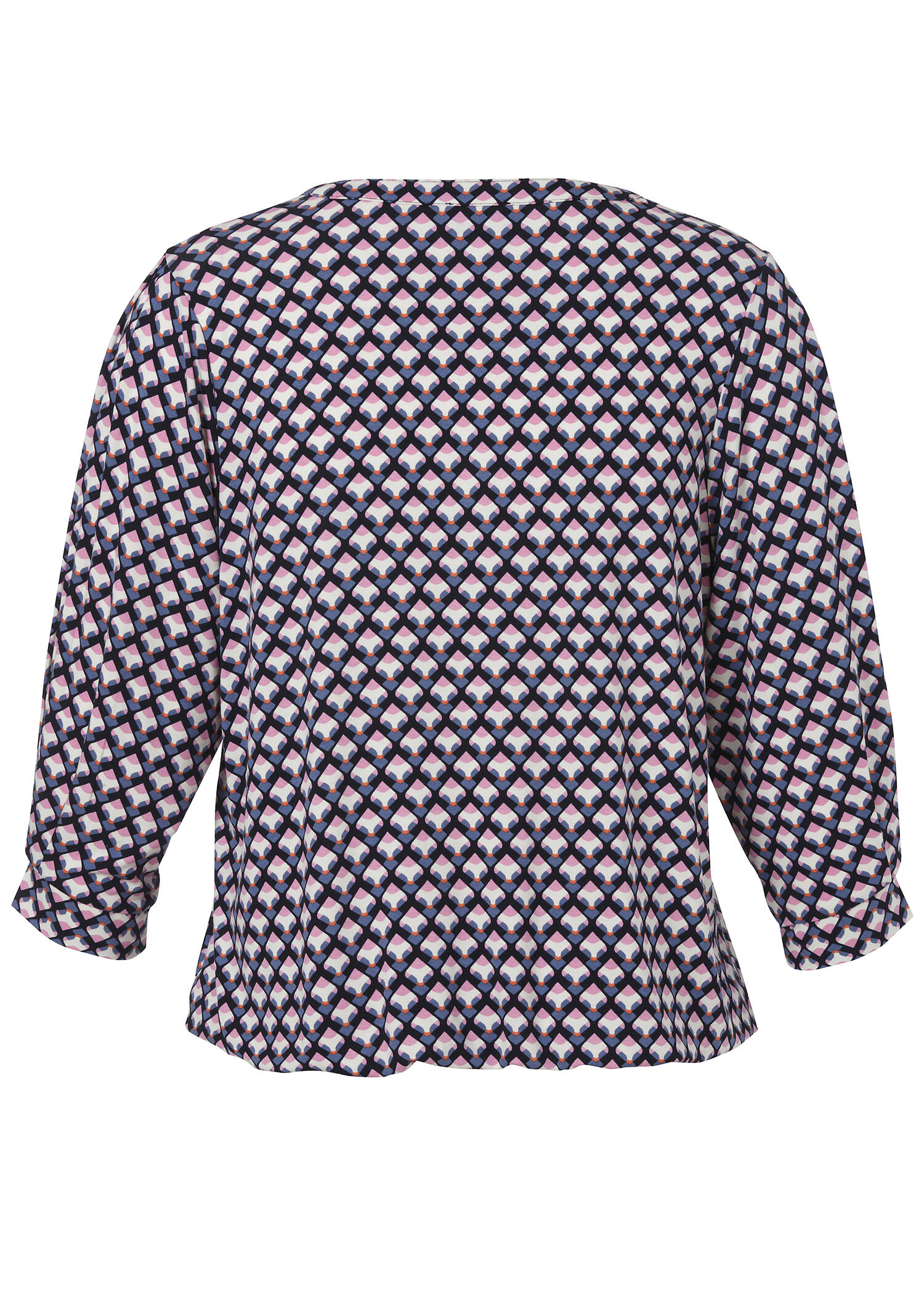 3/4-Arm Print-Shirt mit Gummizugsaum /