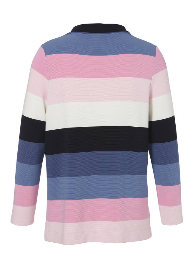 Stehkragen-Sweatshirt Multicolor mit Streifen / 