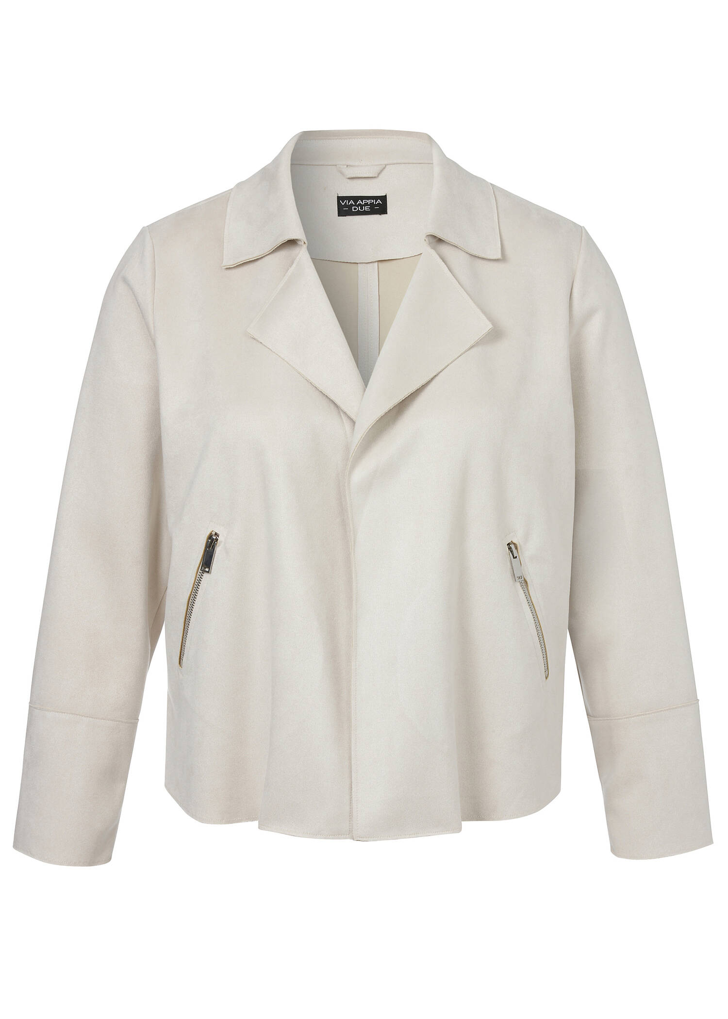 Kurze Reversjacke aus veganem Velours-Leder /