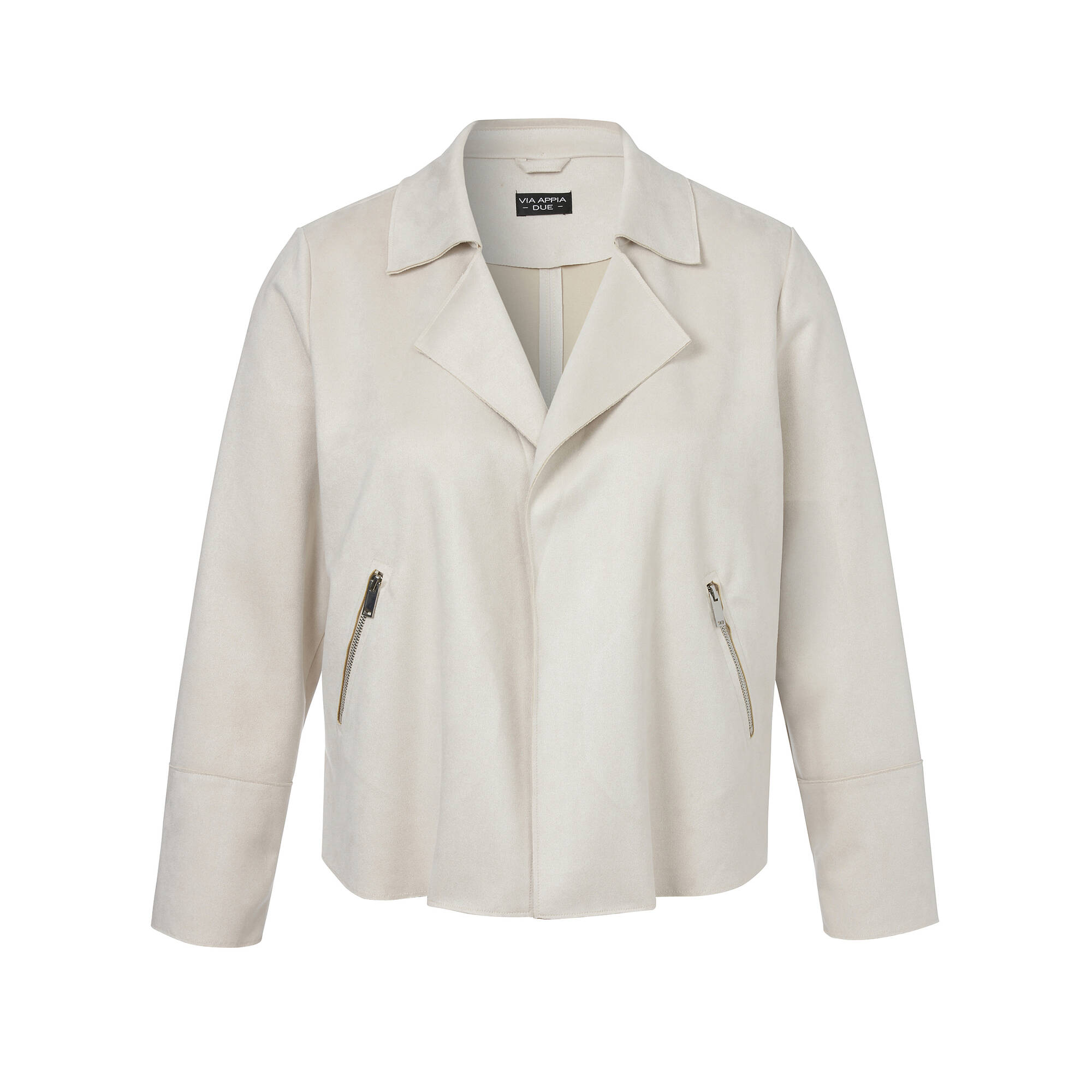 Kurze Reversjacke aus veganem Velours-Leder