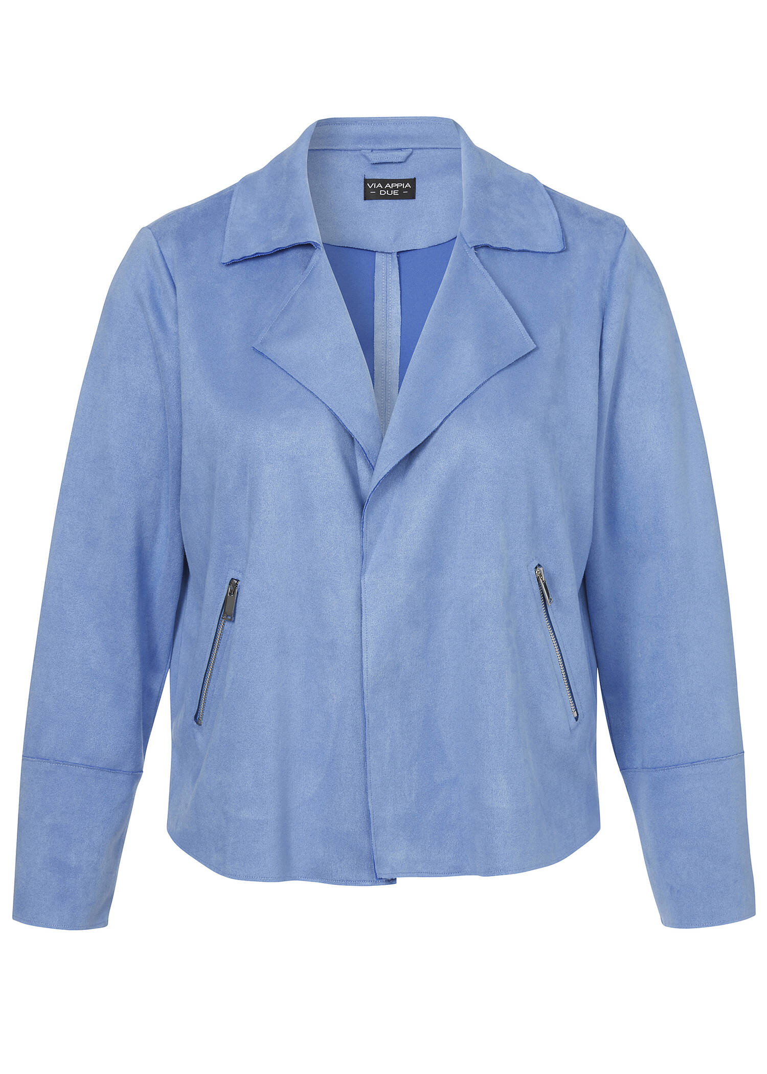 Kurze Reversjacke aus veganem Velours-Leder /