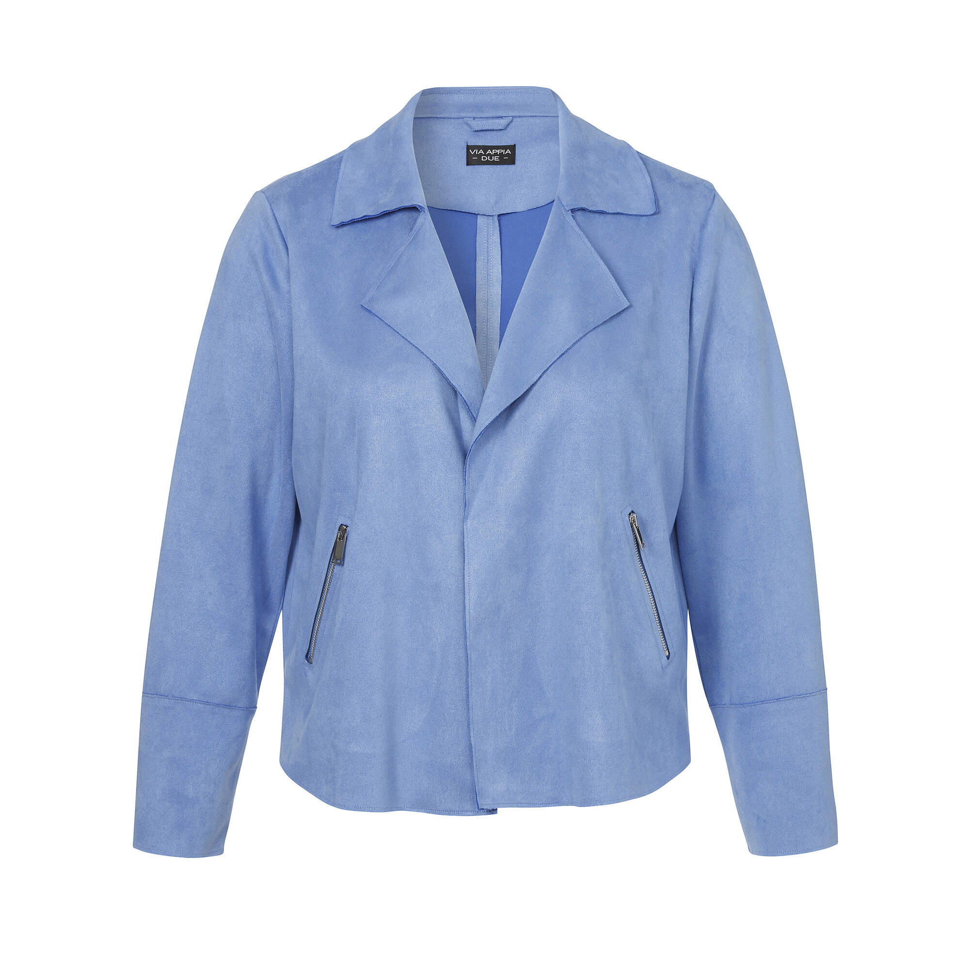 Kurze Reversjacke aus veganem Velours-Leder