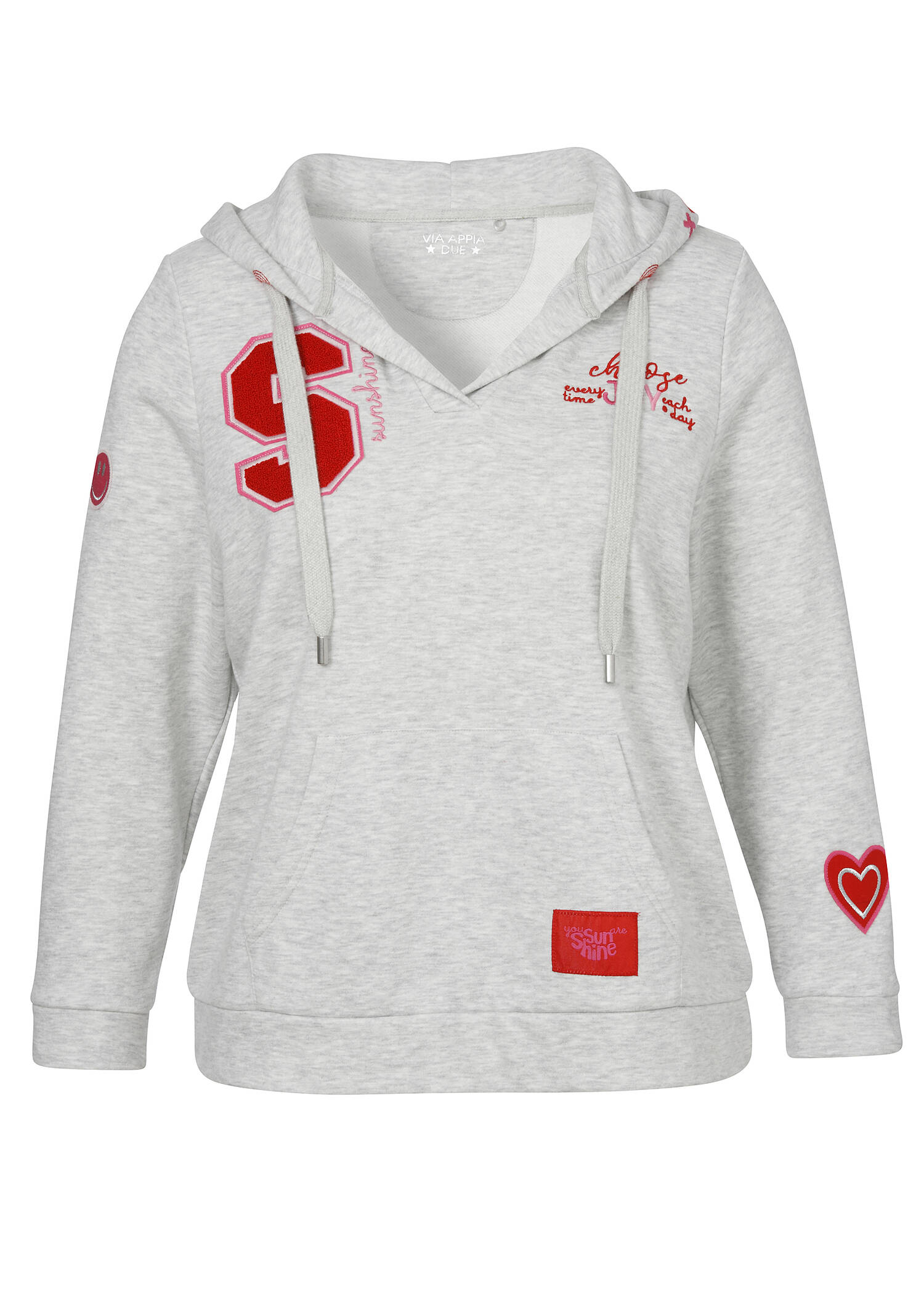 Graues Kapuzen-Sweatshirt mit roten Details /