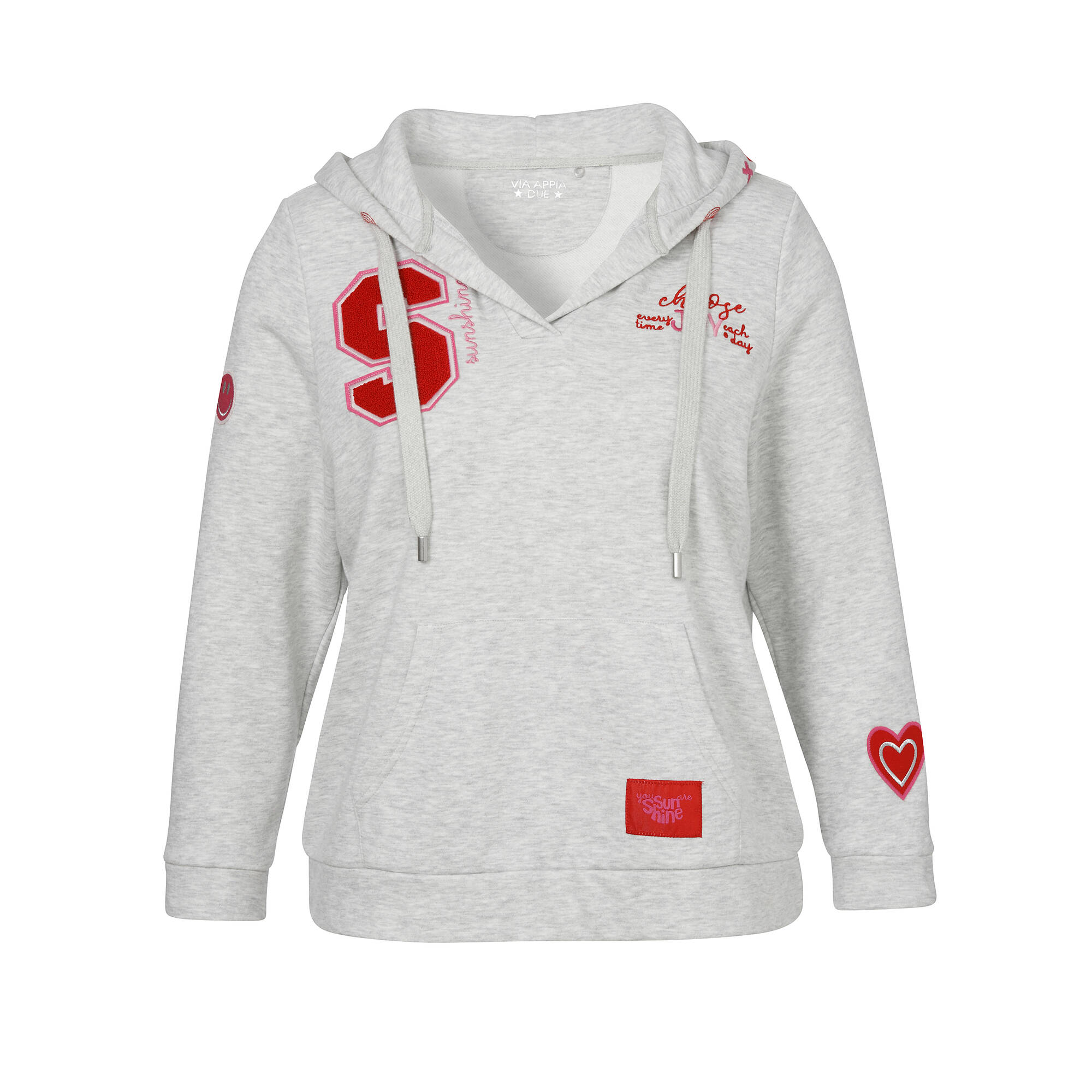 Graues Kapuzen-Sweatshirt mit roten Details