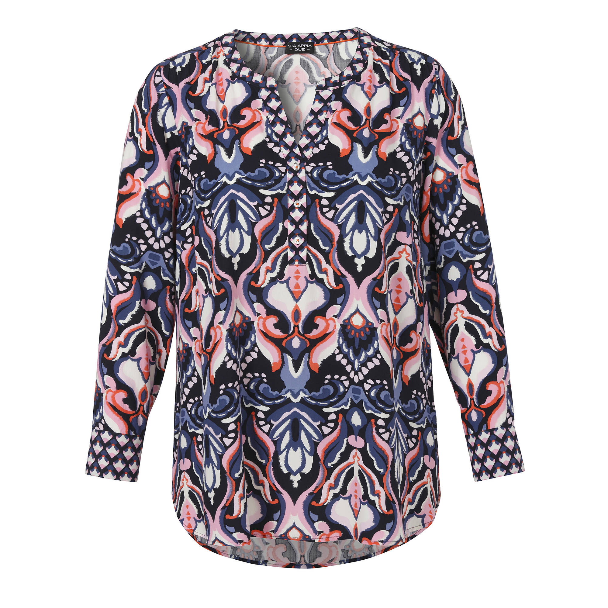 Viskose Bluse mit Print Marine Multicolor