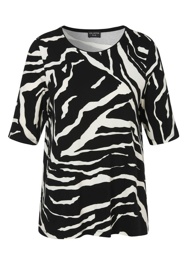 Leicht ausgestelltes Animal Print T-Shirt Zebra / 