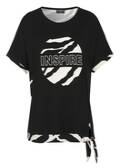 T-Shirt mit verziertem Motto-Print und Zebrarücken / 