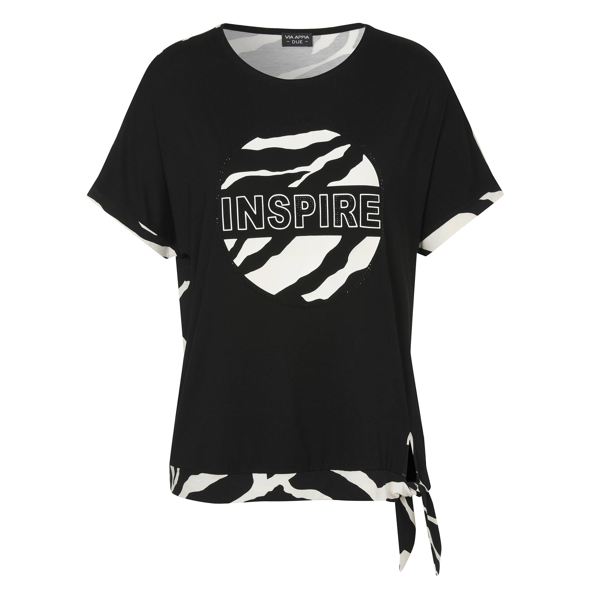 T-Shirt mit verziertem Motto-Print und Zebrarücken