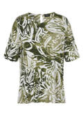 Tropical Print Shirt mit Knöpfchen im Nacken / 