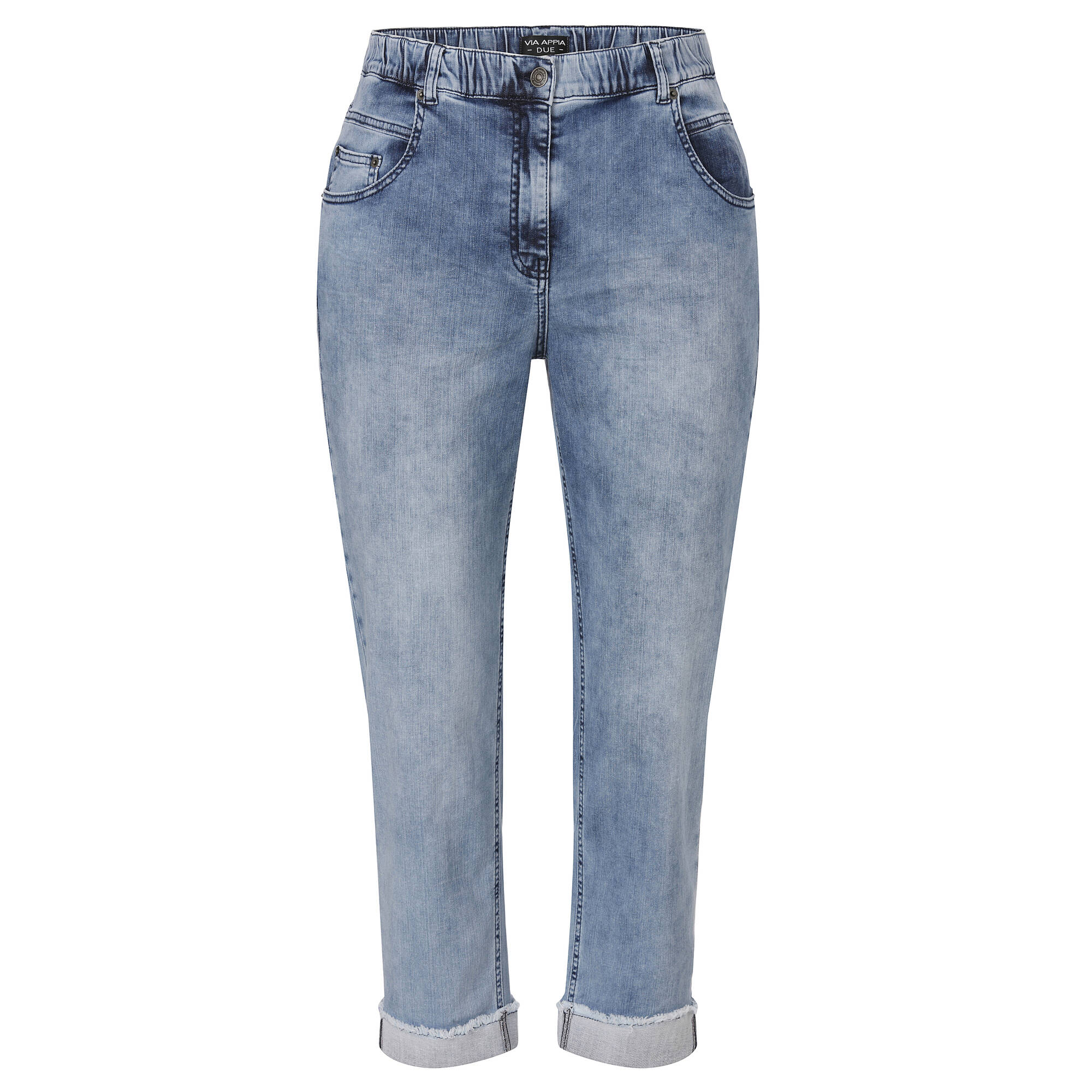 Verwaschene 5-Pocket Jeans mit Dehnbund