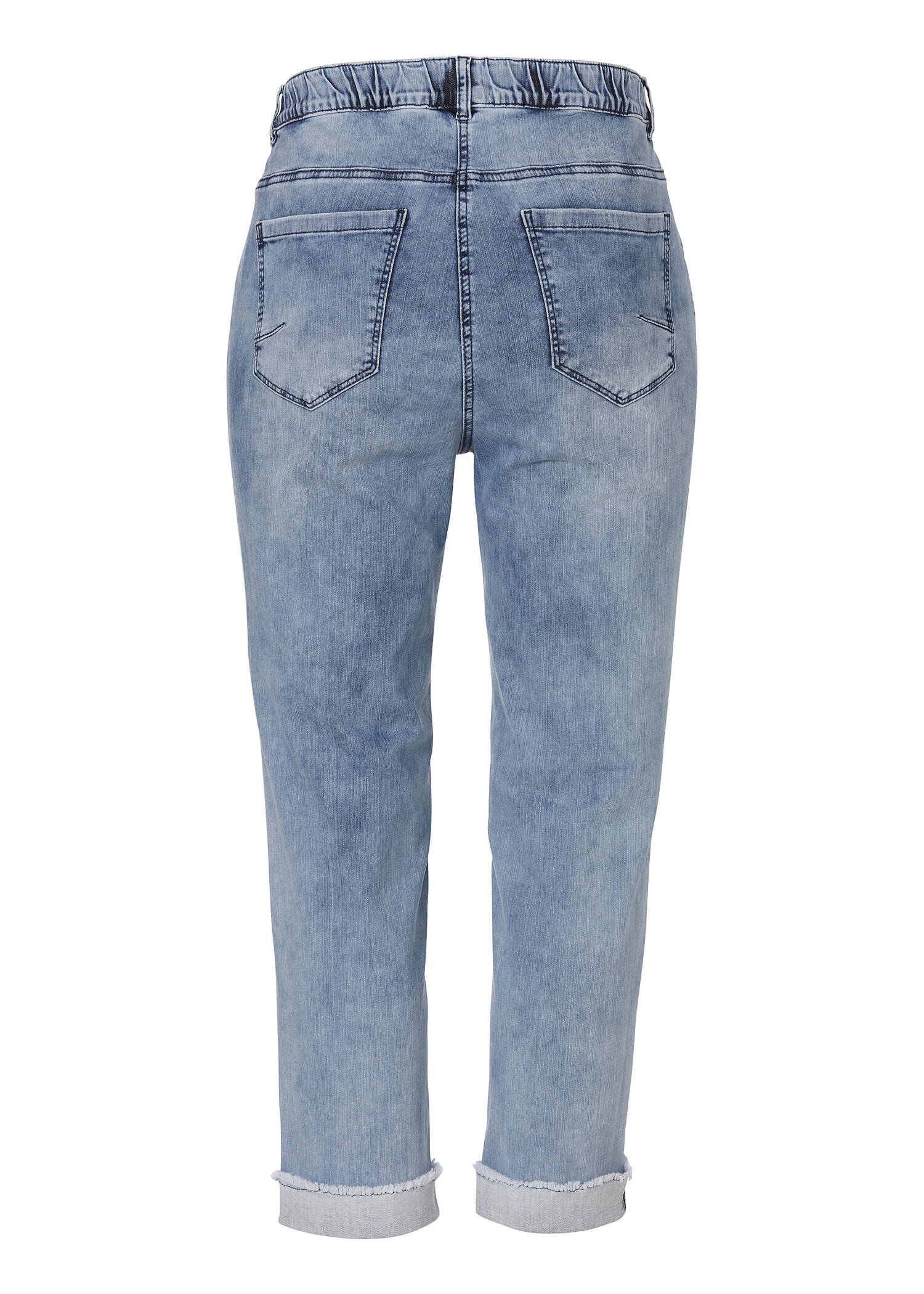 Verwaschene 5-Pocket Jeans mit Dehnbund /