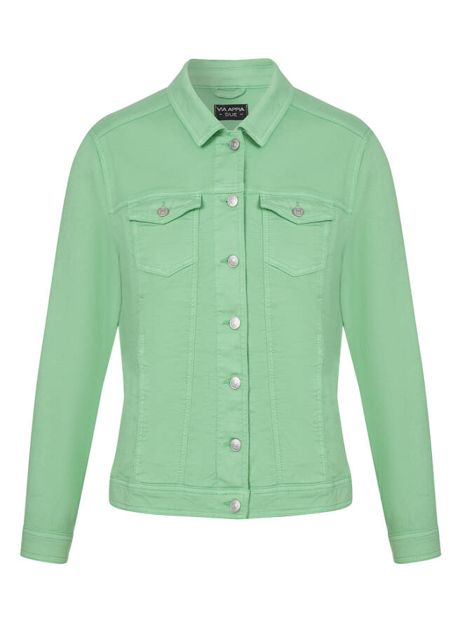 Farbige Jeansjacke mit modischem Crash-Effekt / 