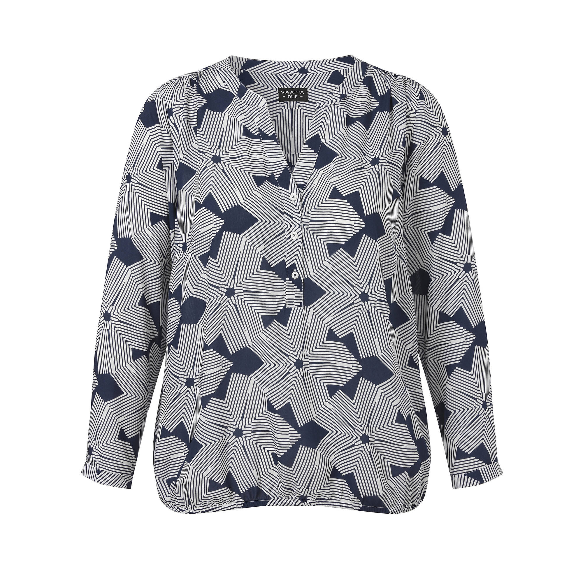 Zarte Viskose-Print-Bluse mit Gummizugsaum