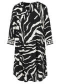 Fließendes 3/4-Arm Viskose-Kleid mit Zebra-Print / 