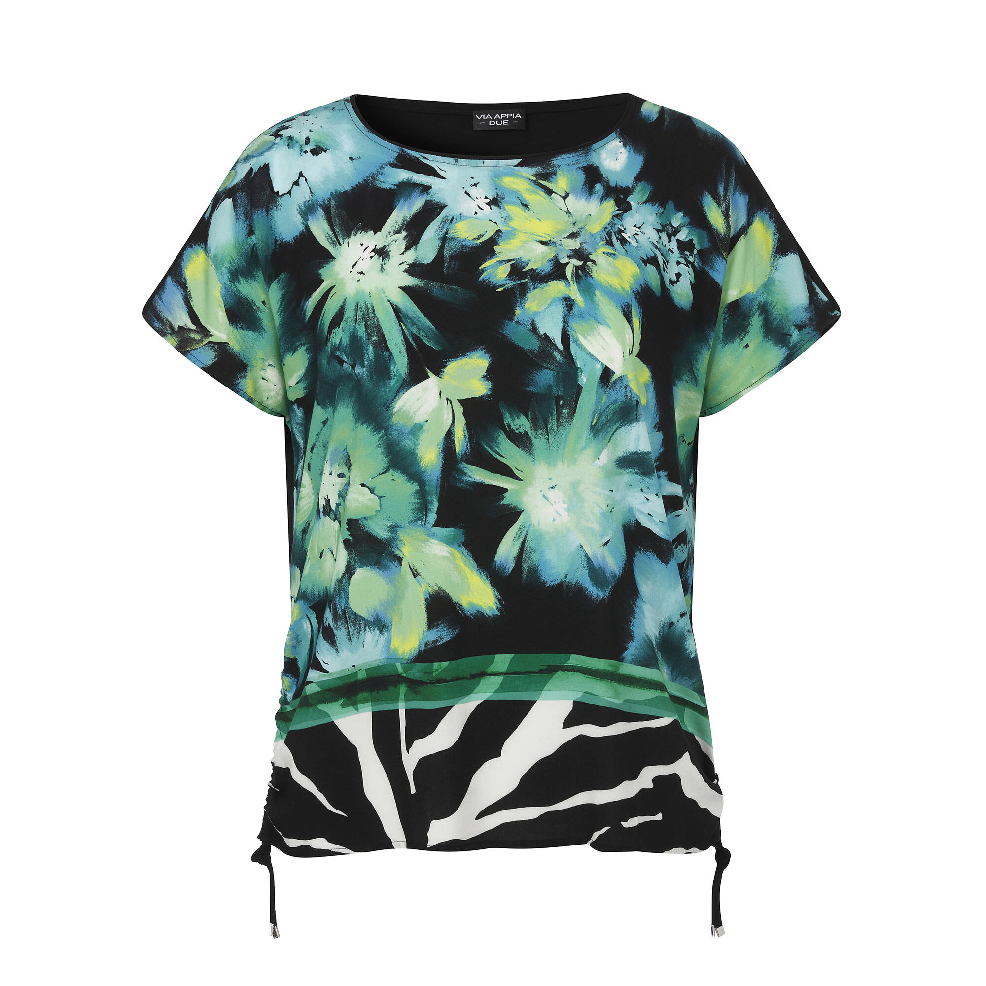 Print Blusenshirt mit schwarzem Rückteil
